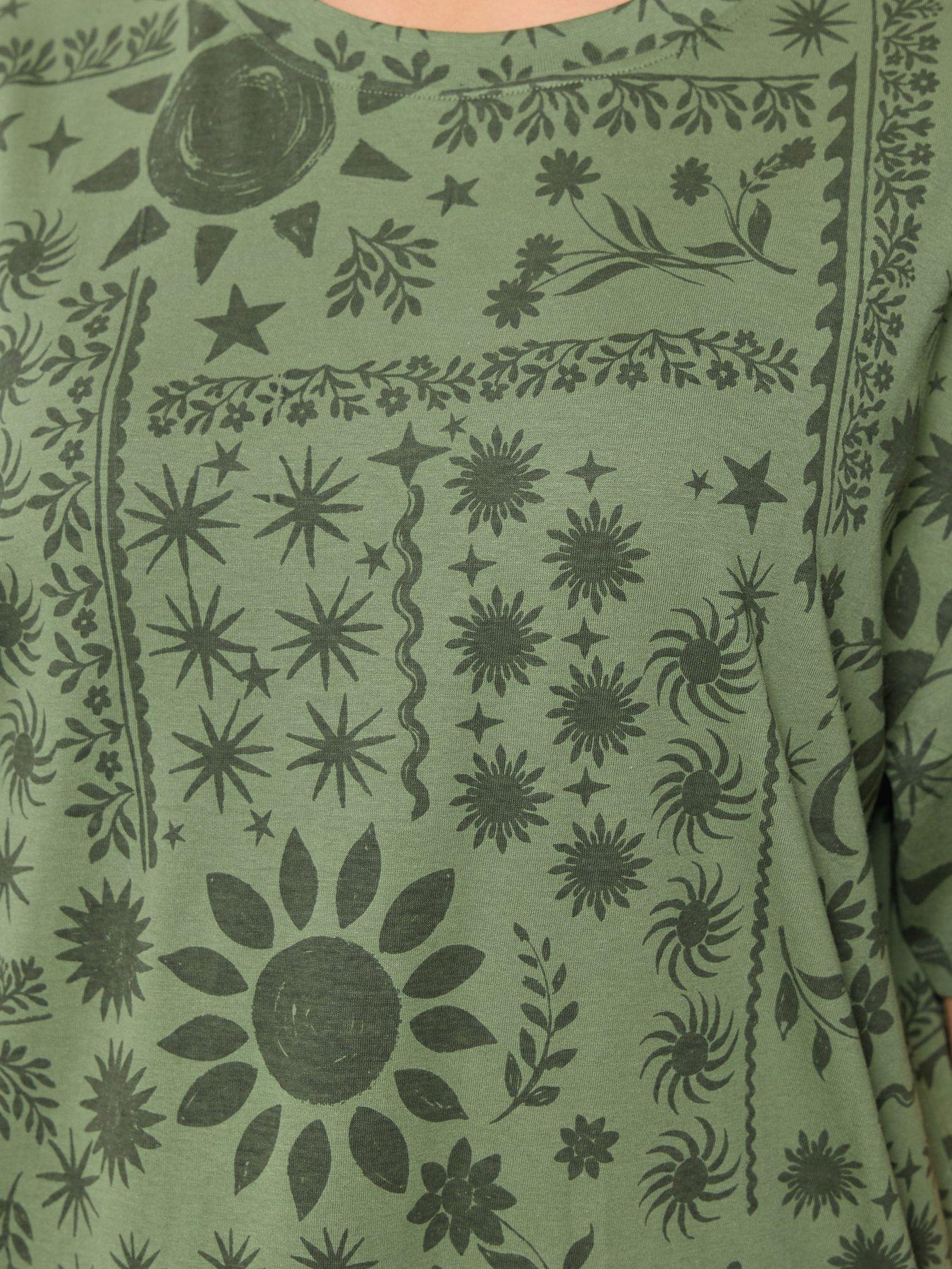 Image 4 of 4 of Yours Curve Oversized Tonal T-Shirt - Green