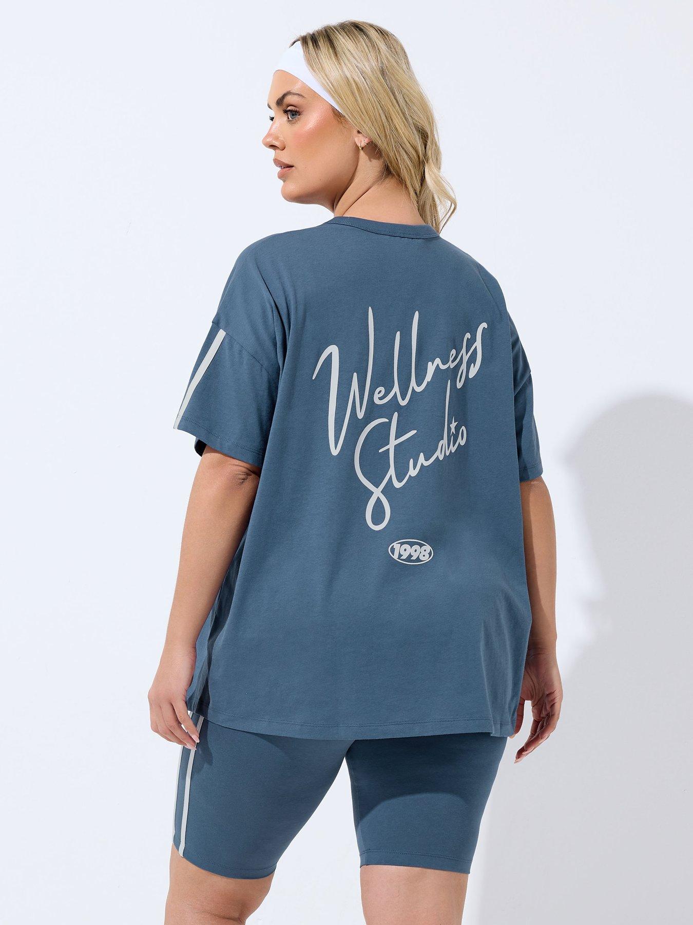 Image 2 of 4 of Yours Curve Wellness Studio Active T-Shirt - Blue
