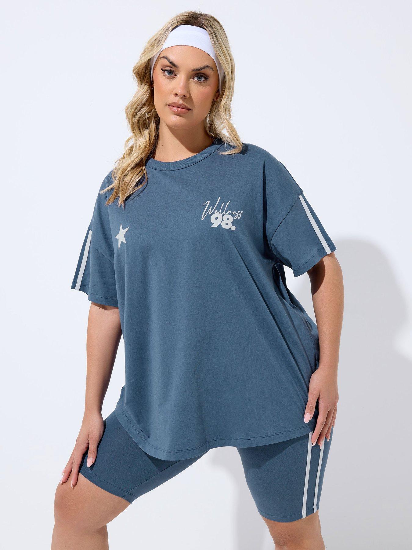 Image 3 of 4 of Yours Curve Wellness Studio Active T-Shirt - Blue