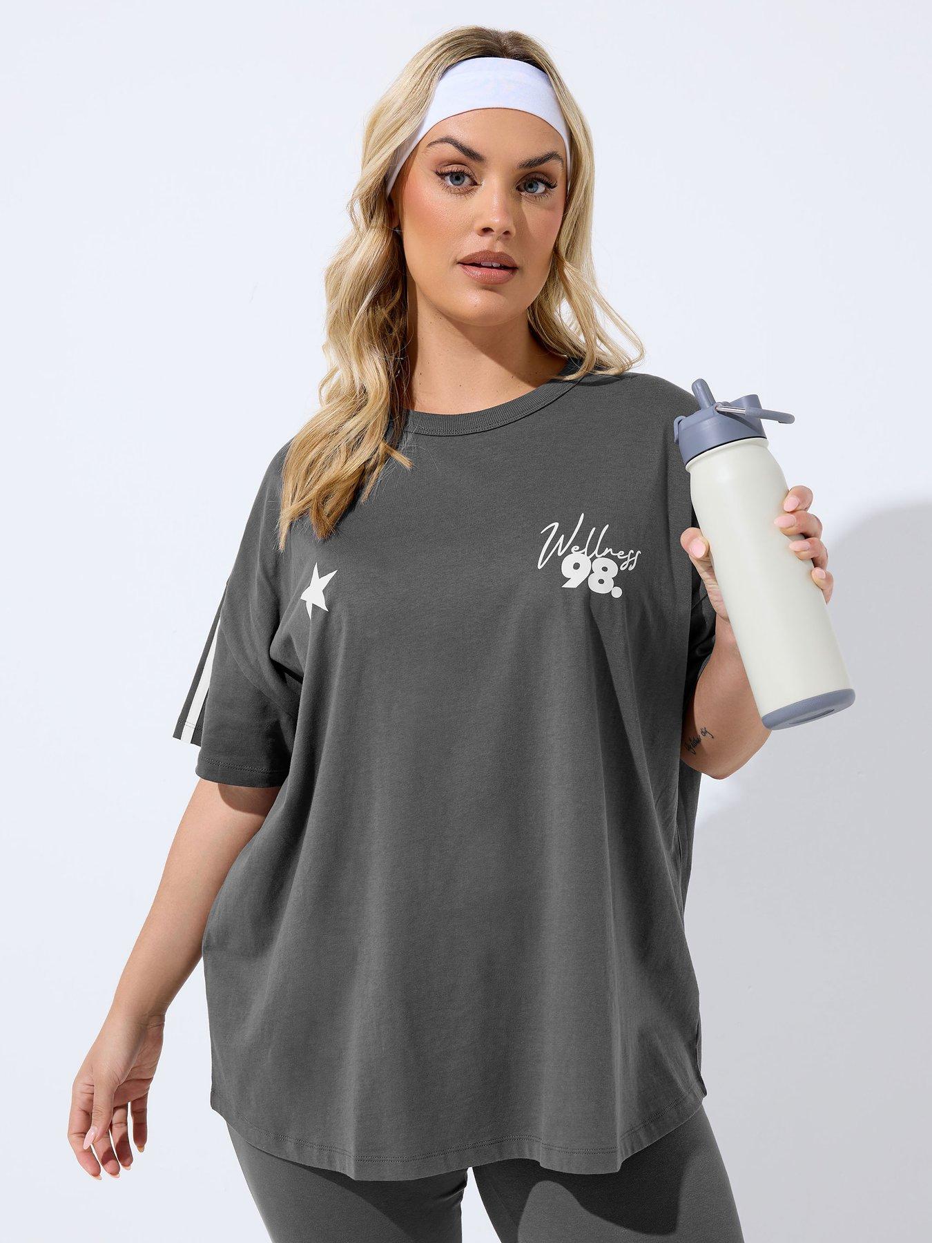 Image 1 of 4 of Yours Curve Wellness Studio Active T-Shirt - Grey