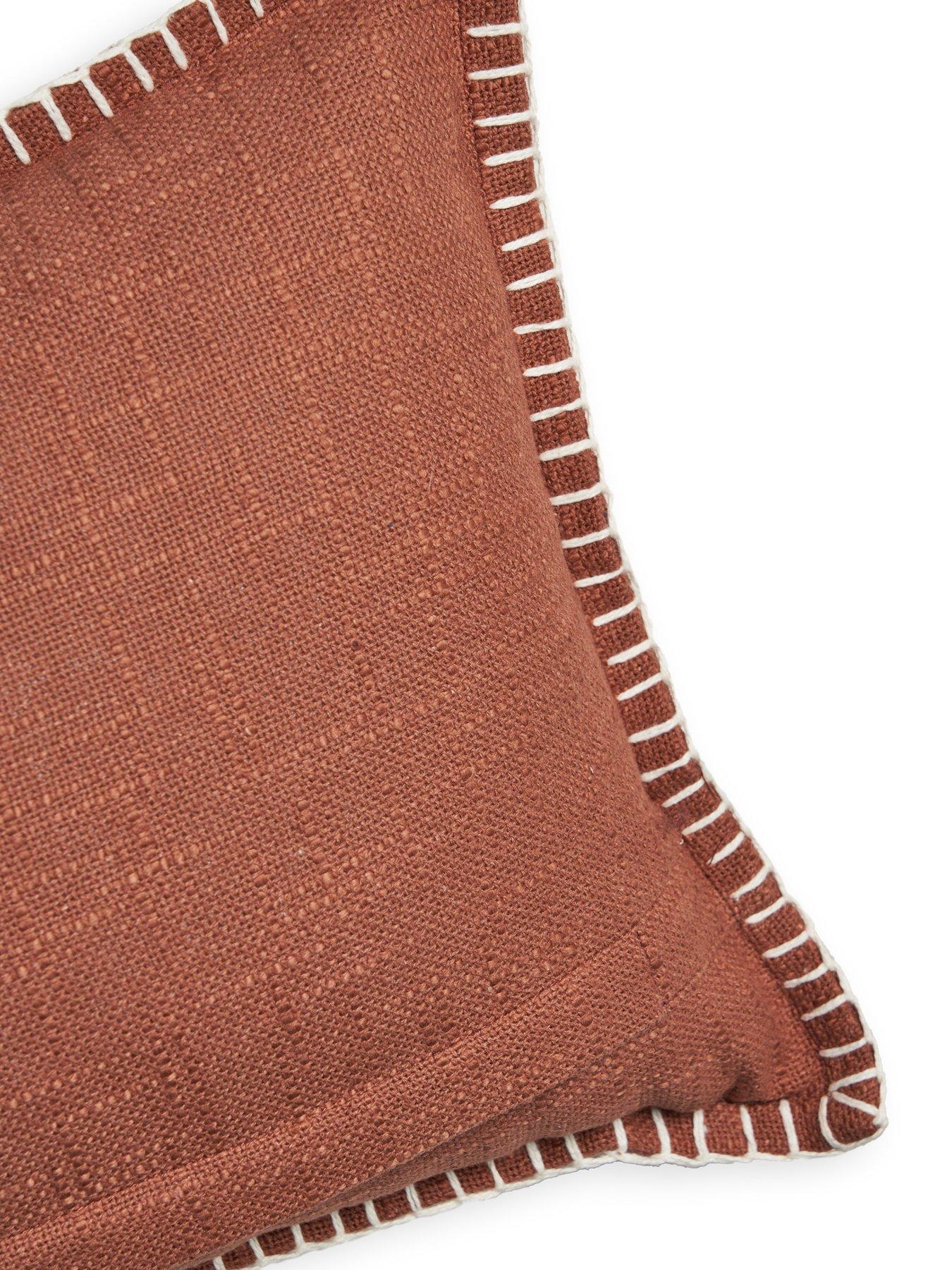 Image 4 of 6 of The Very Collection Stay Cosy Embroidered Bolster Cushion - Brown