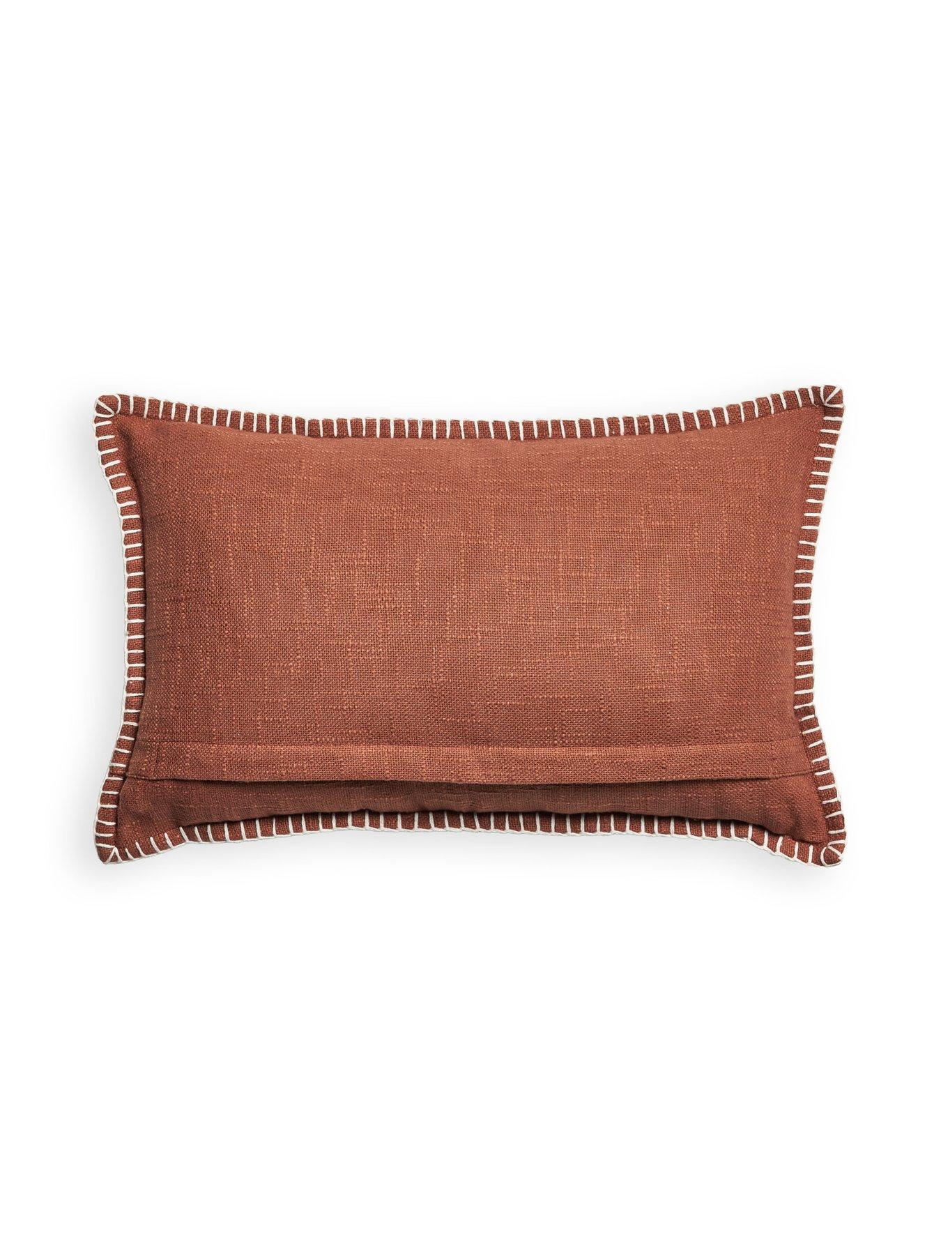 Image 5 of 6 of The Very Collection Stay Cosy Embroidered Bolster Cushion - Brown