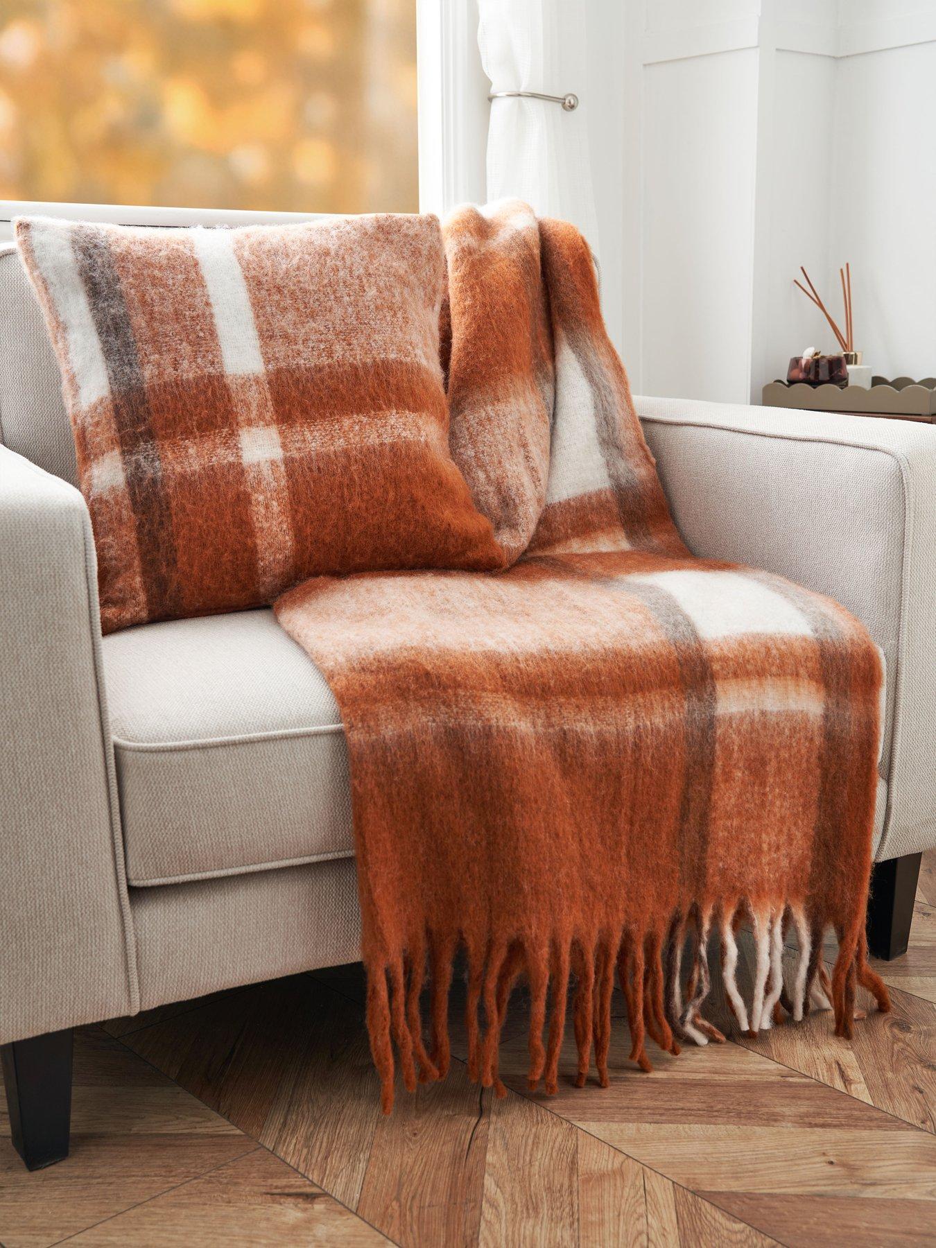 Image 5 of 6 of The Very Collection Large Check Faux Mohair Cushion