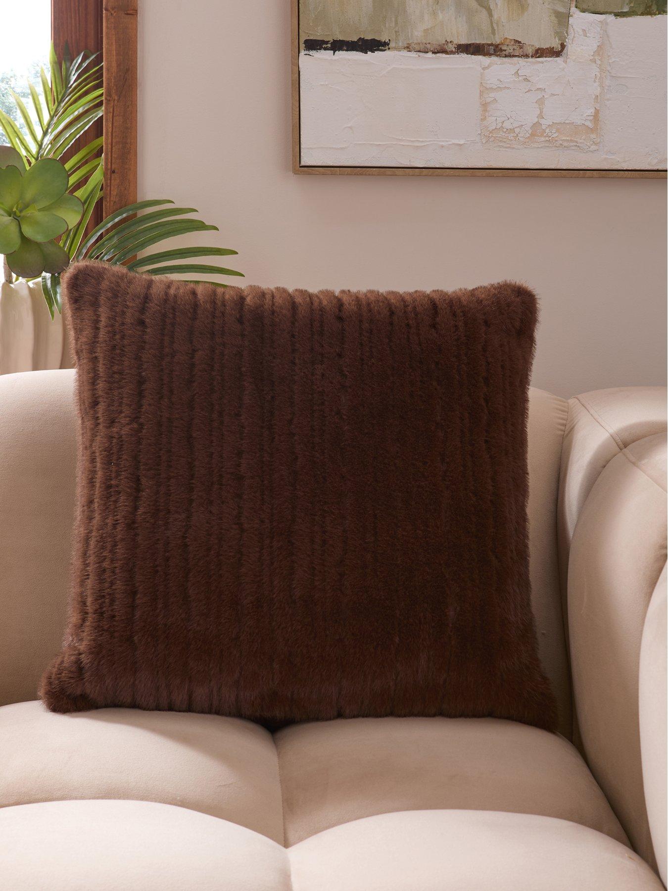Michelle Keegan Home Faux Fur Cut Stripe Cushion 50x50cm
