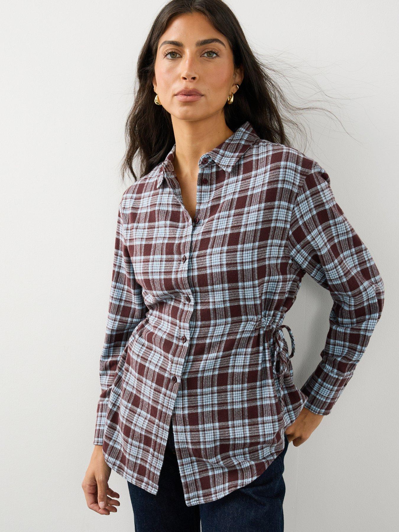 The Very Collection Ruched Detail Check Shirt - Multi