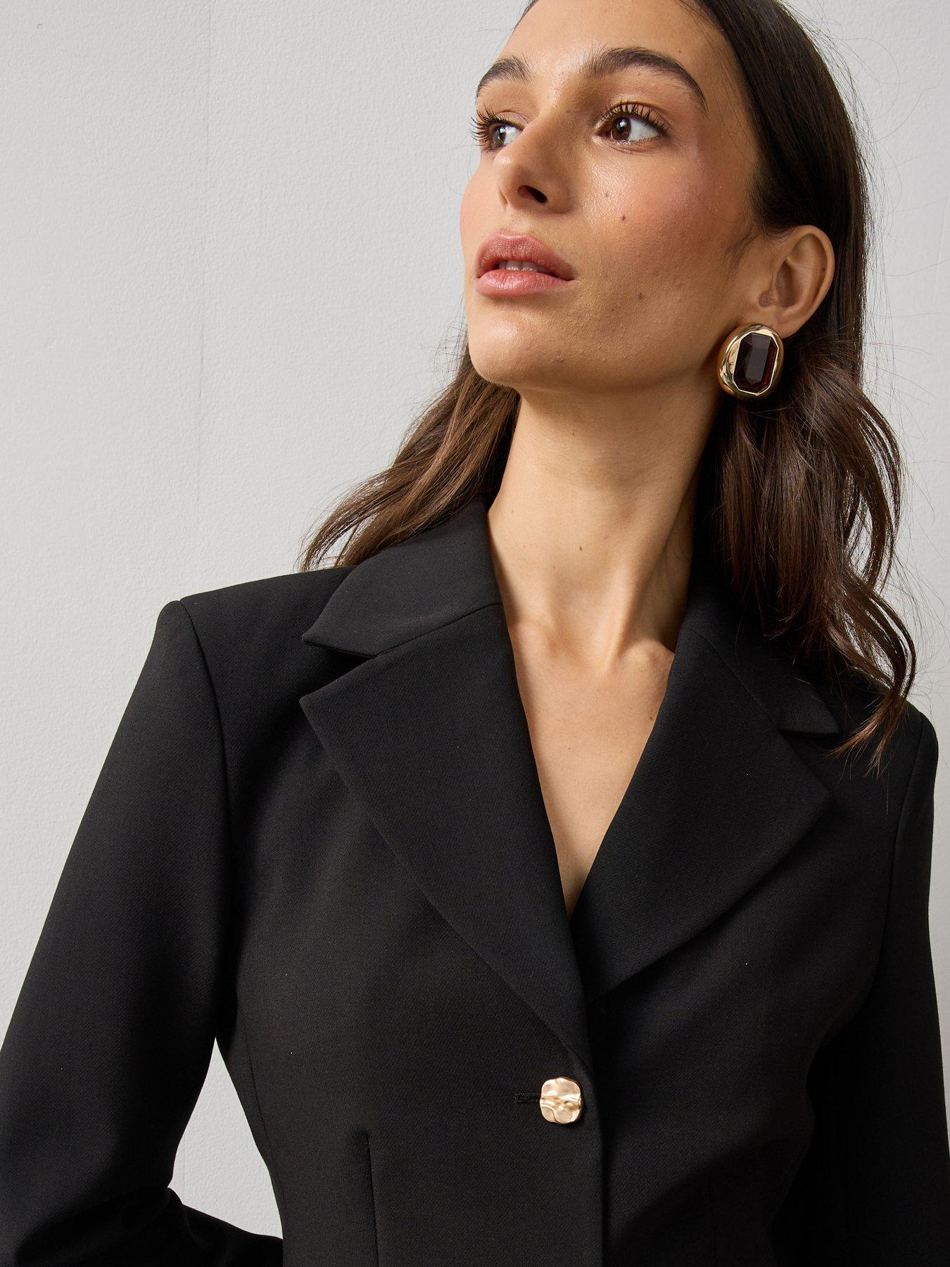 Image 5 of 7 of Michelle Keegan Womens Sculpted Single Breasted Co Ord&nbsp;Blazer - Black