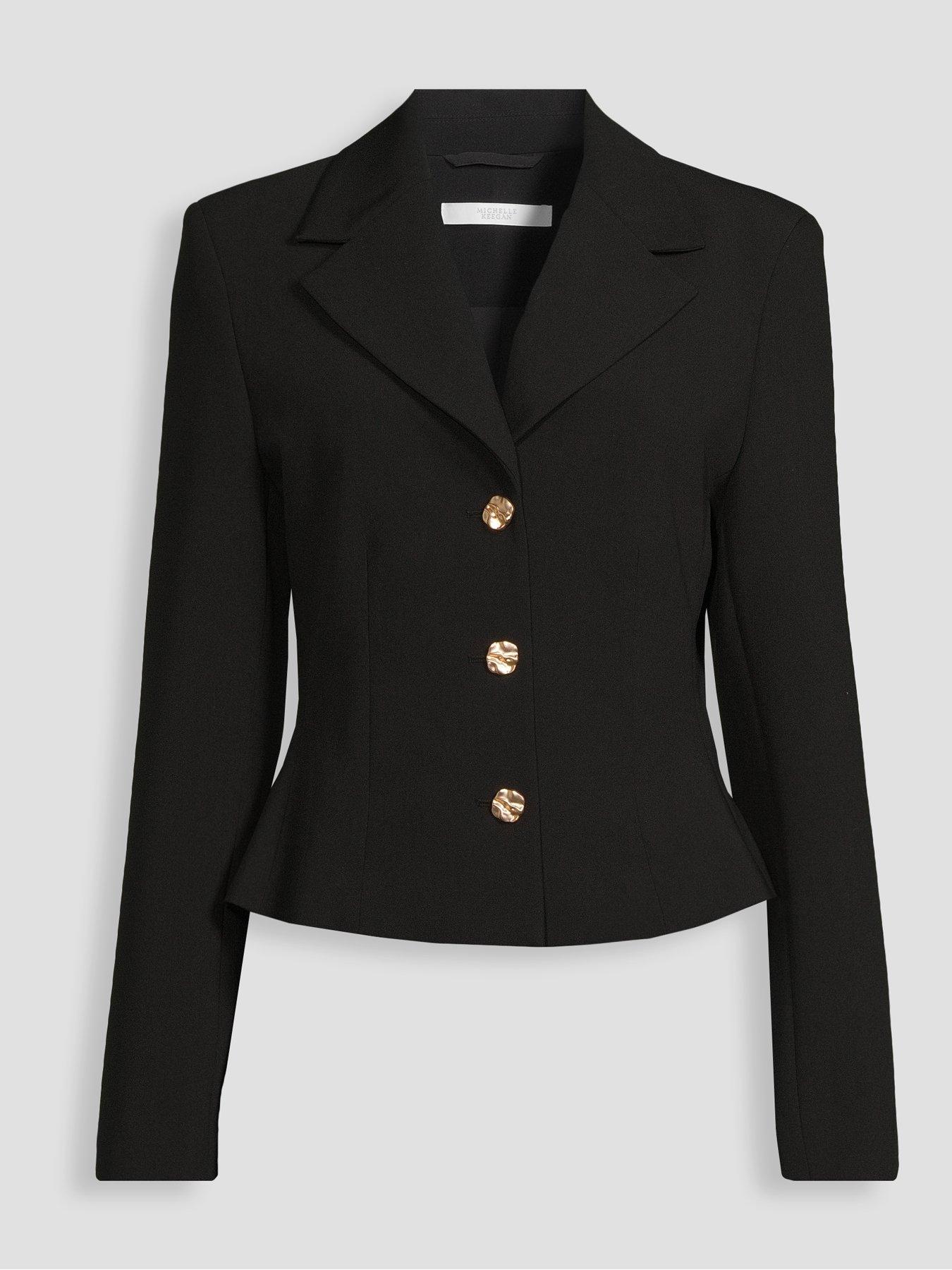 Image 7 of 7 of Michelle Keegan Womens Sculpted Single Breasted Co Ord&nbsp;Blazer - Black