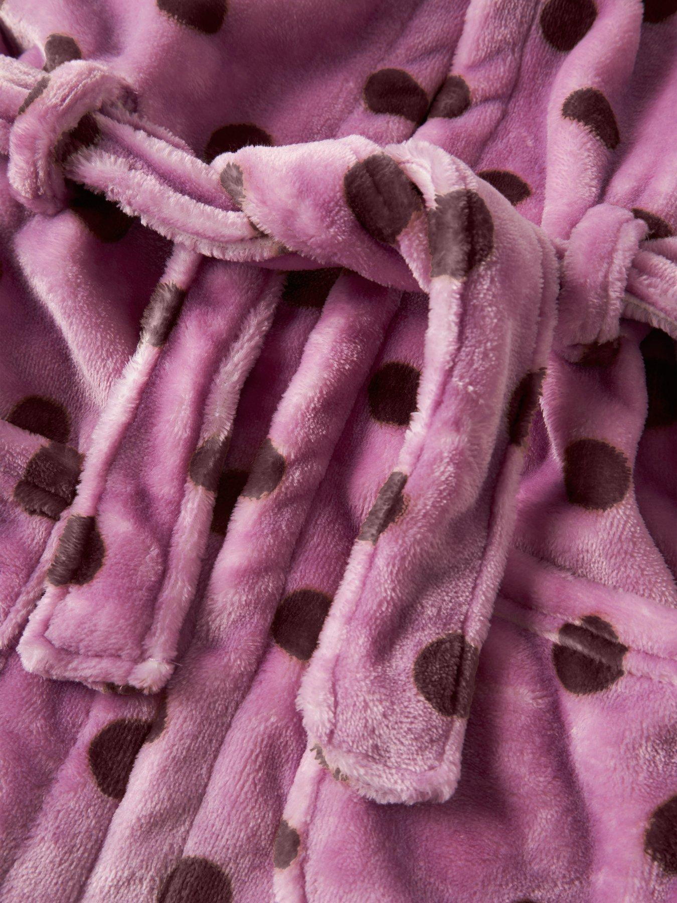 Image 4 of 5 of Name It Mini Girls Spot Hooded Fleece Dressing Gown - Pink