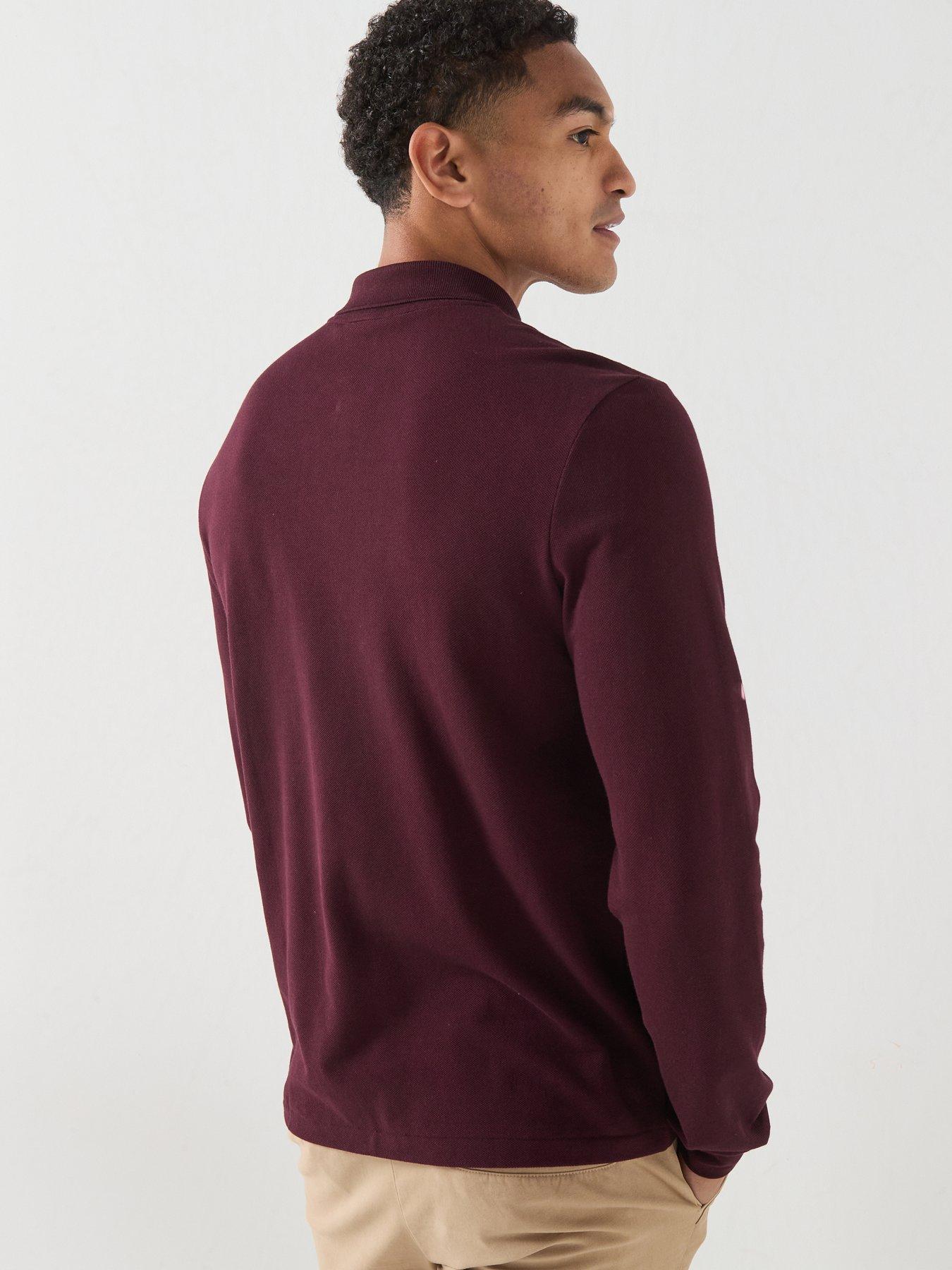 Image 2 of 4 of Lacoste L.12.12 Pique Long Sleeve Polo Shirt - Dark Red