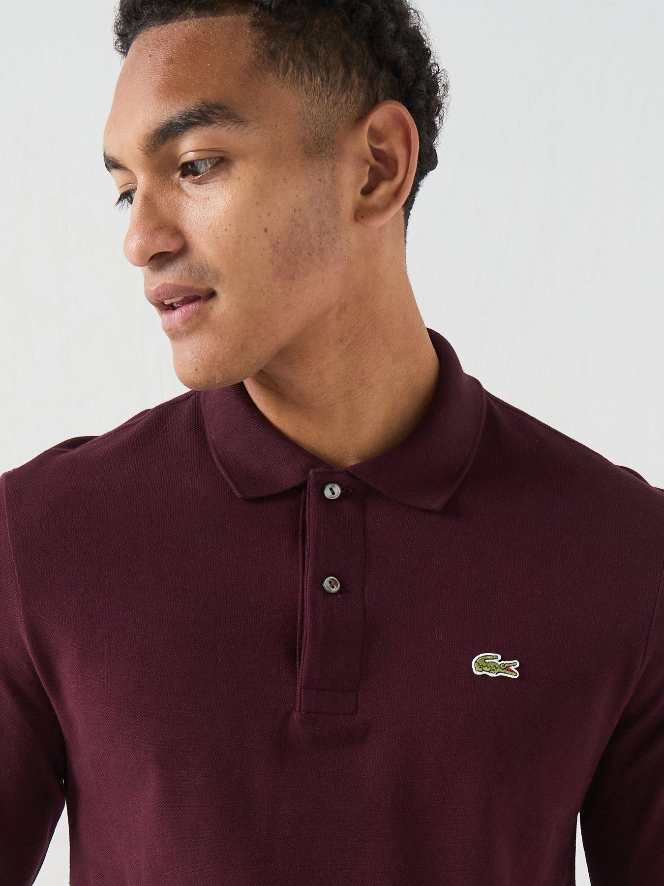 Image 4 of 4 of Lacoste L.12.12 Pique Long Sleeve Polo Shirt - Dark Red