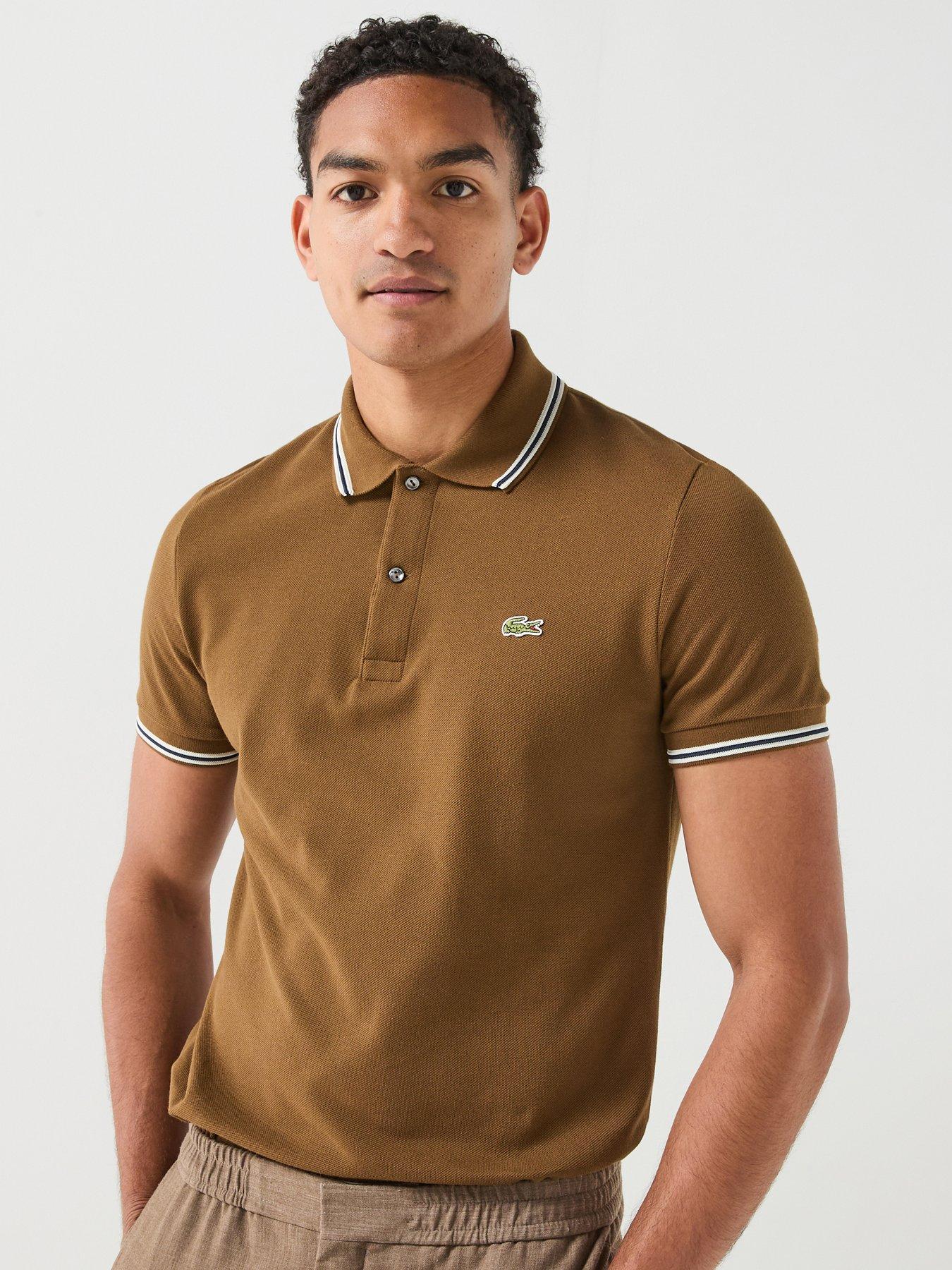 Lacoste Regular Fit L1212 Tipped Polo Shirt - Brown
