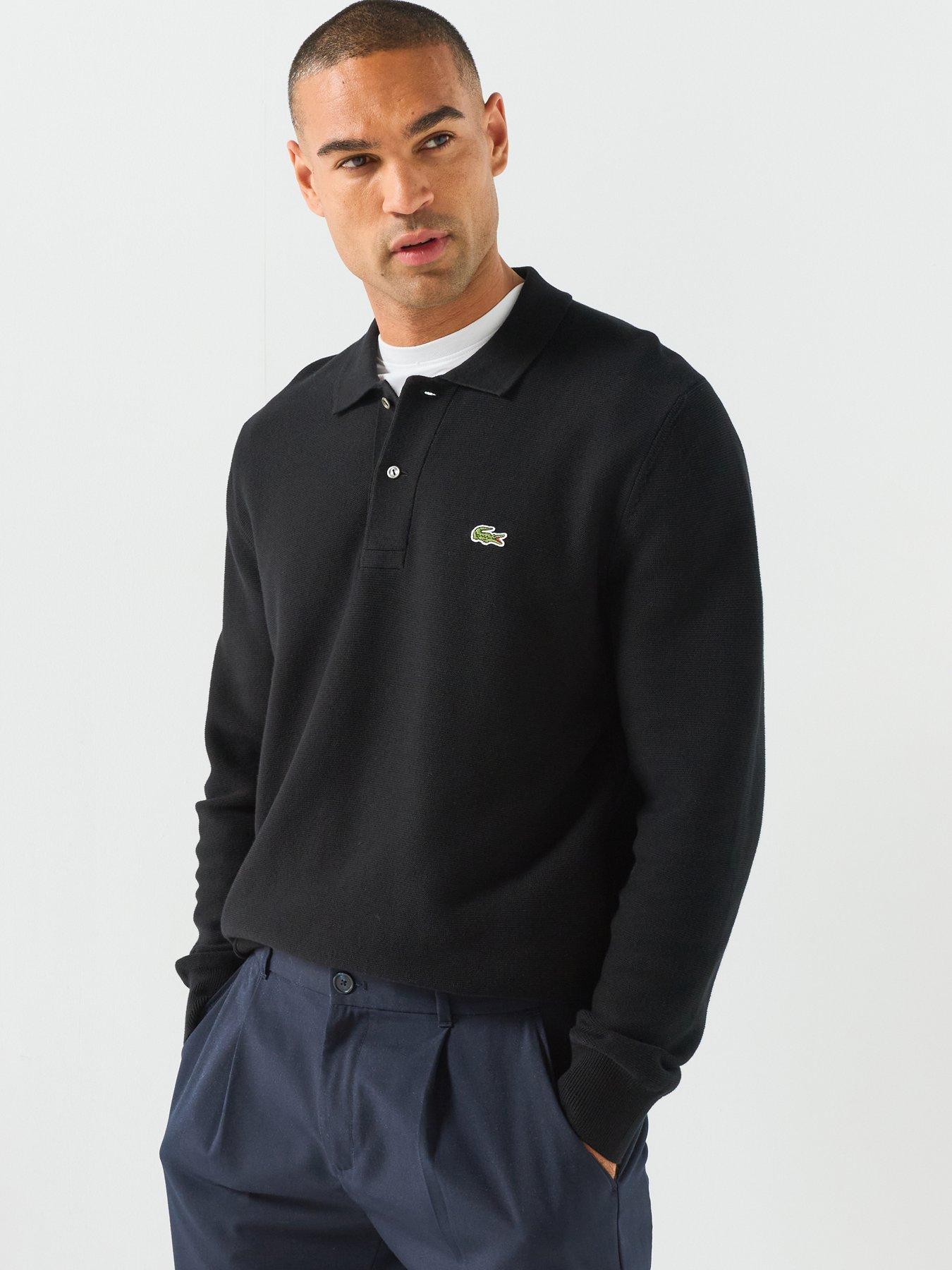 Lacoste Knitted Long Sleeve Polo Shirt - Black