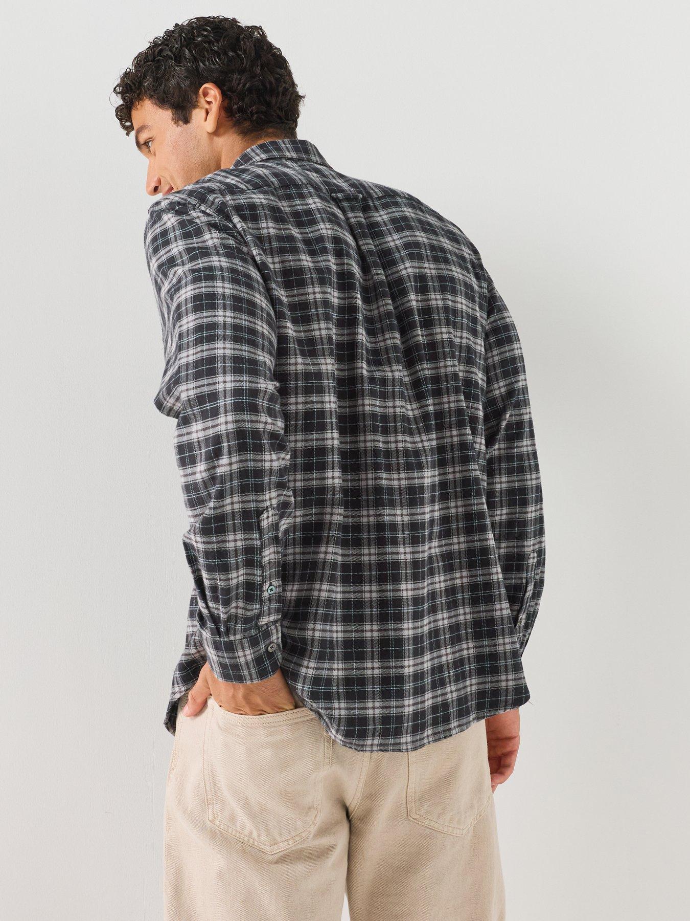 Image 2 of 6 of Lacoste Large Check Flannel Shirt - Grey