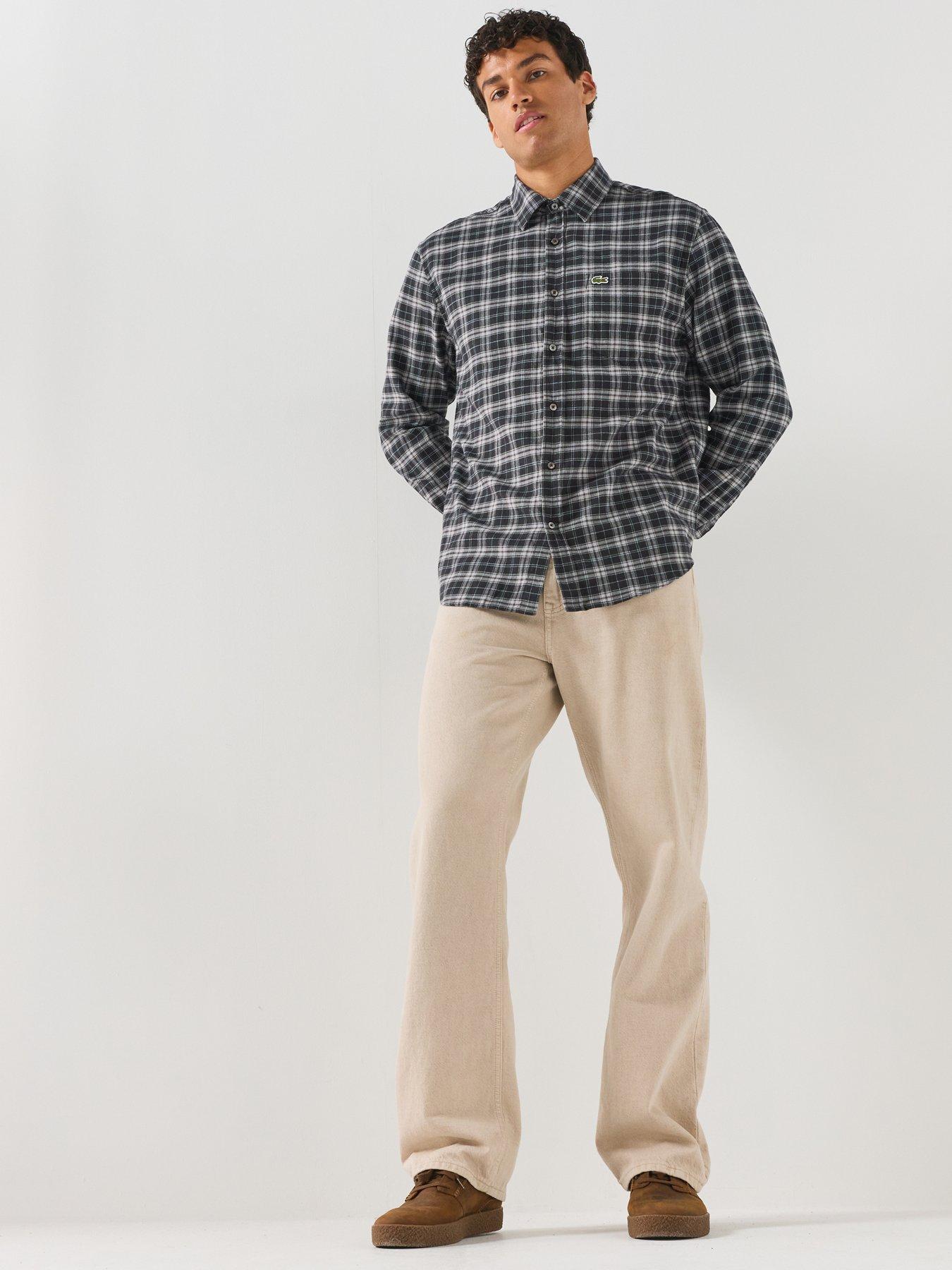 Image 3 of 6 of Lacoste Large Check Flannel Shirt - Grey