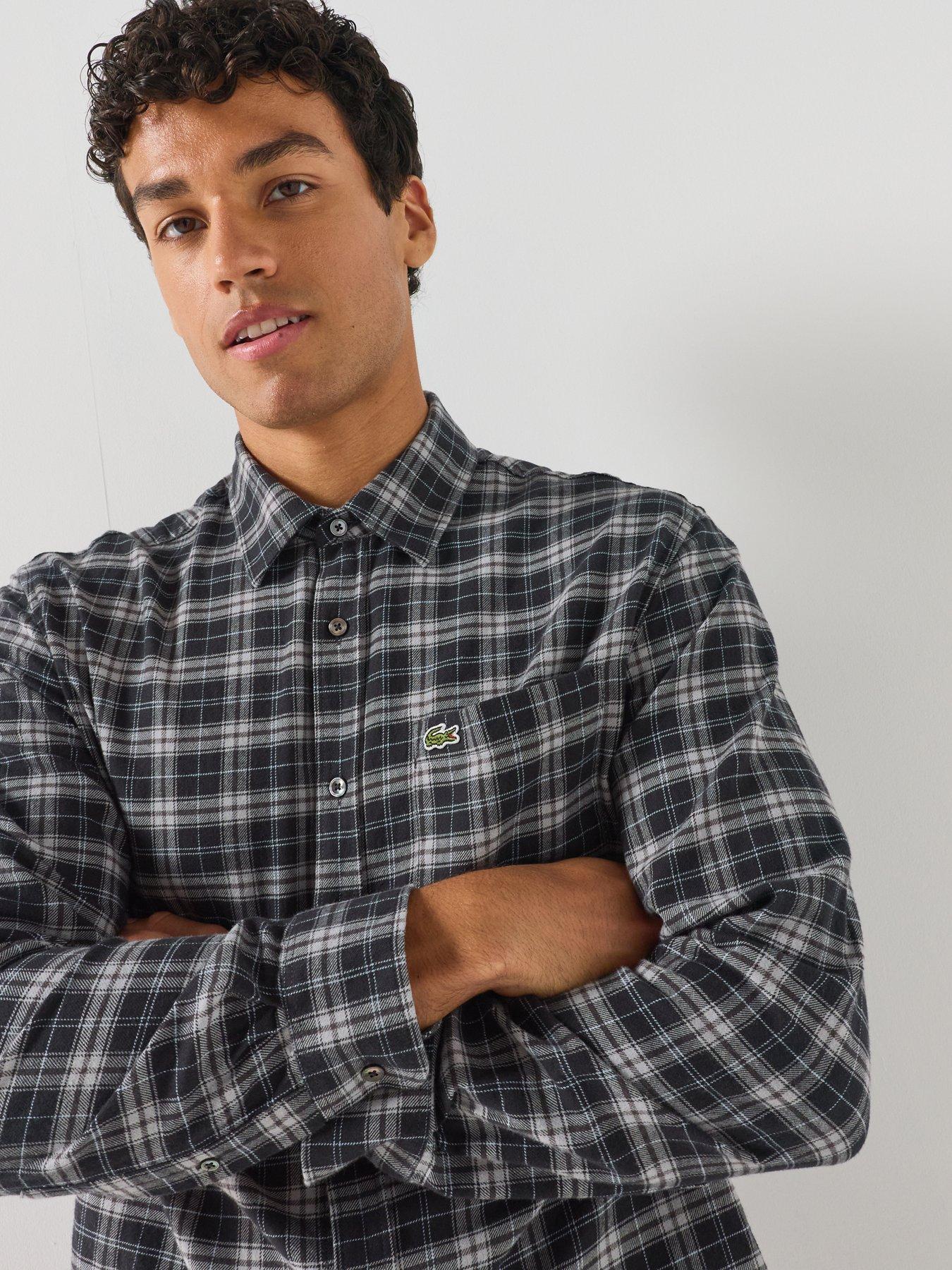 Image 4 of 6 of Lacoste Large Check Flannel Shirt - Grey
