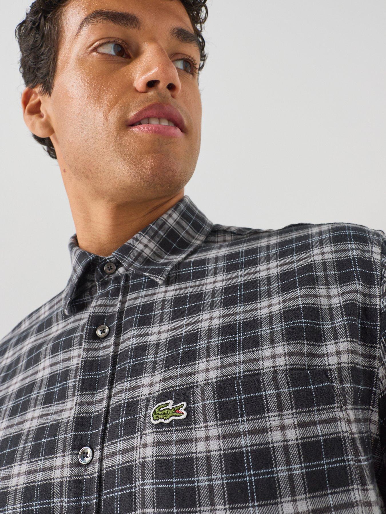 Image 5 of 6 of Lacoste Large Check Flannel Shirt - Grey