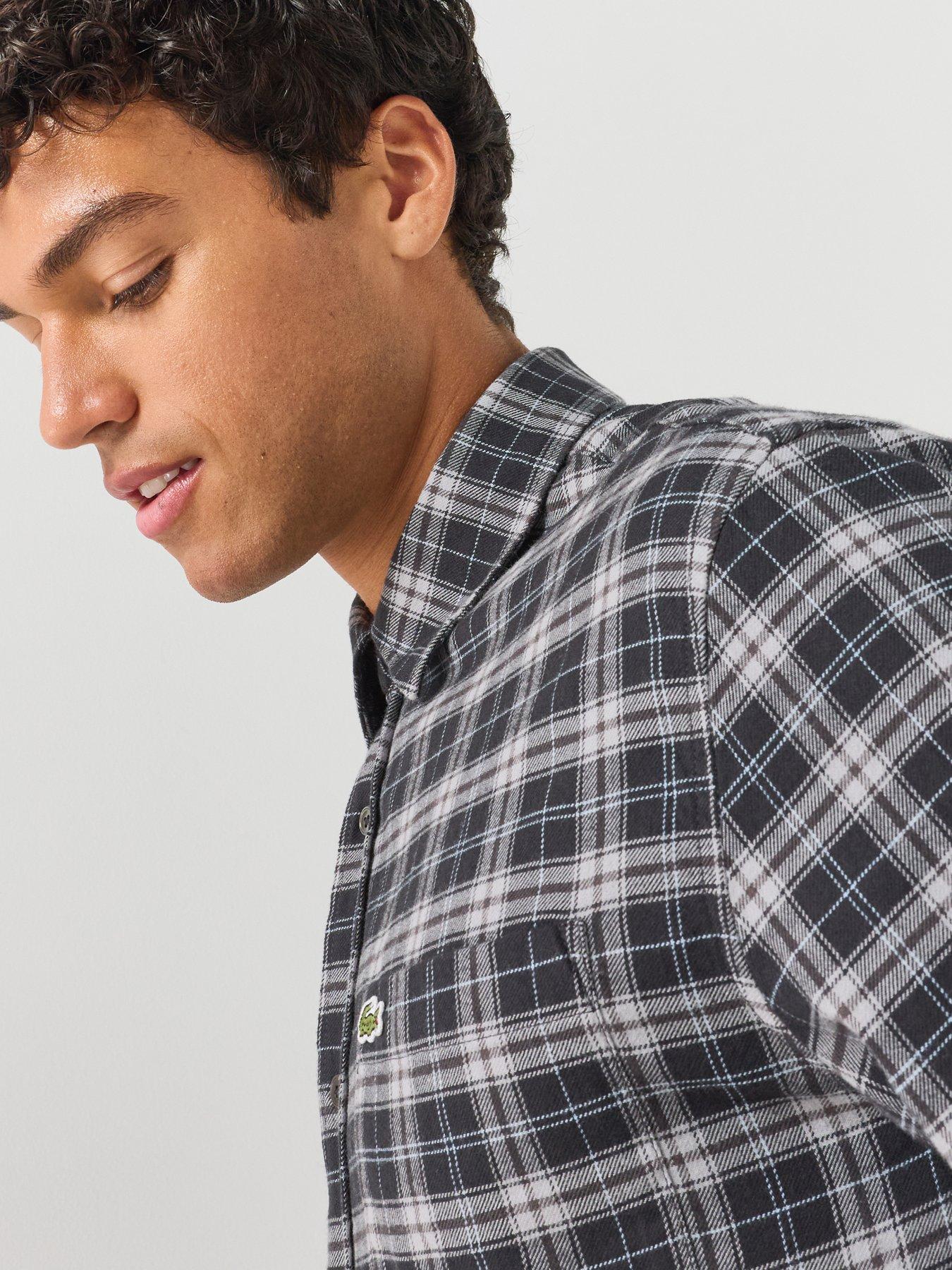 Image 6 of 6 of Lacoste Large Check Flannel Shirt - Grey