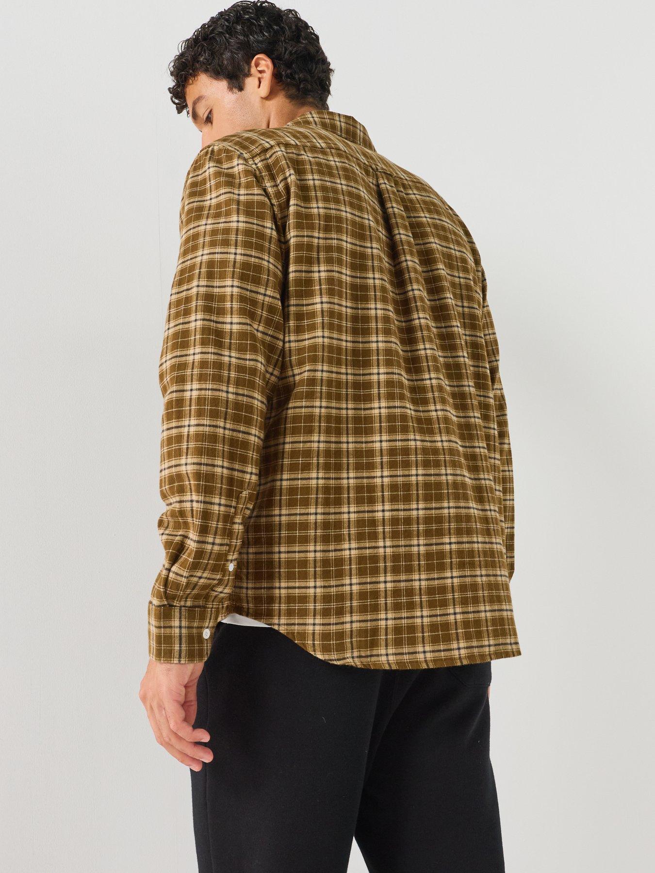 Image 2 of 5 of Lacoste Large Check Flannel Shirt - Brown