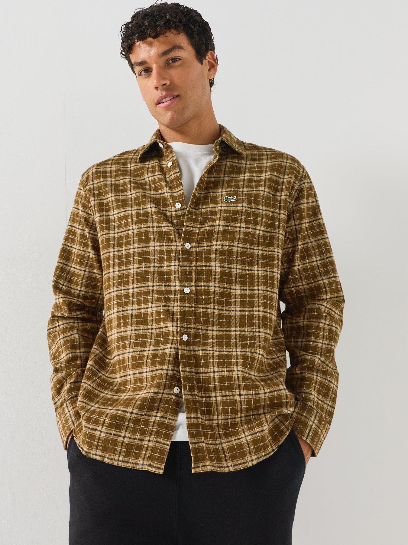Image 4 of 5 of Lacoste Large Check Flannel Shirt - Brown