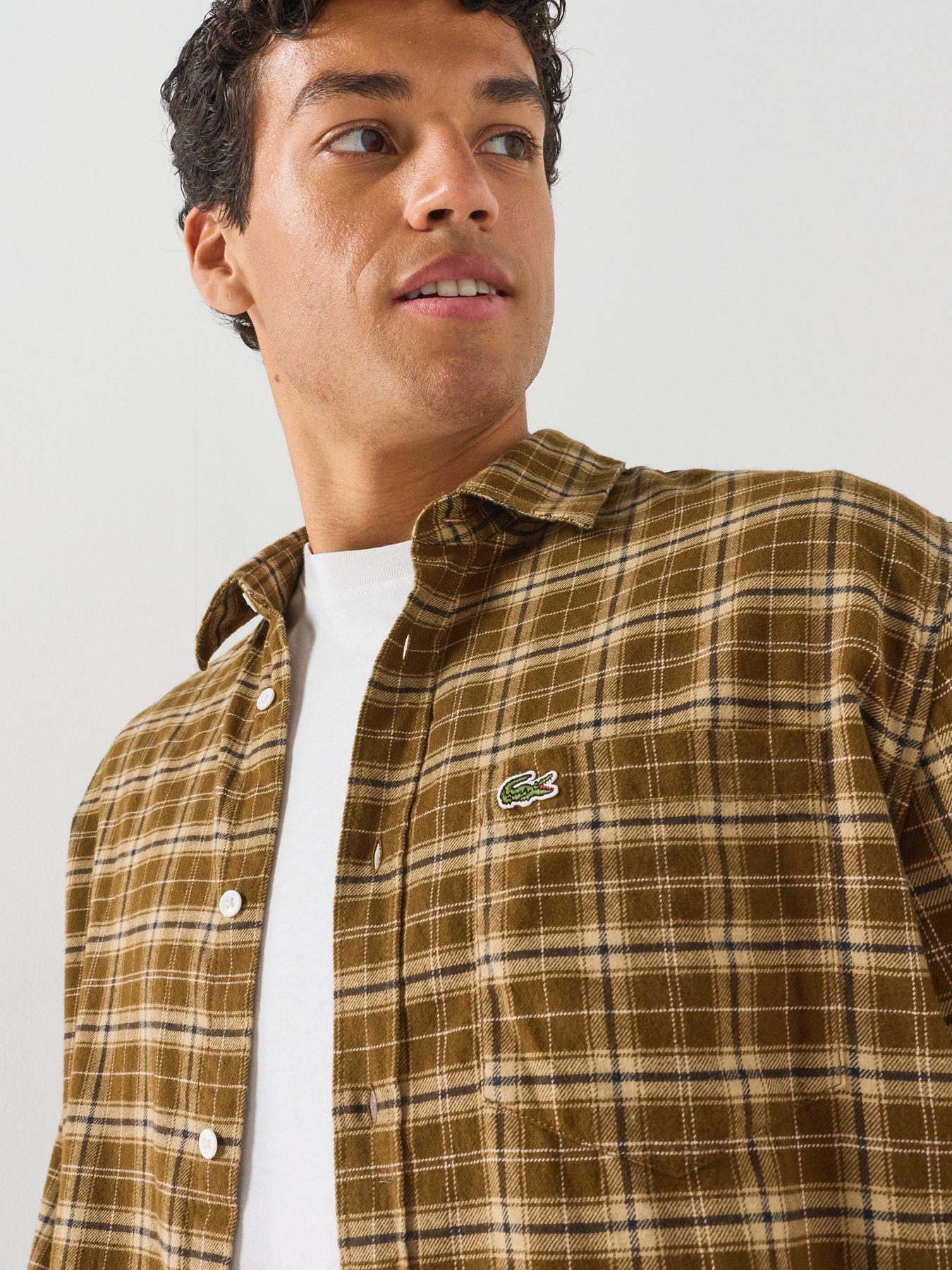 Image 5 of 5 of Lacoste Large Check Flannel Shirt - Brown