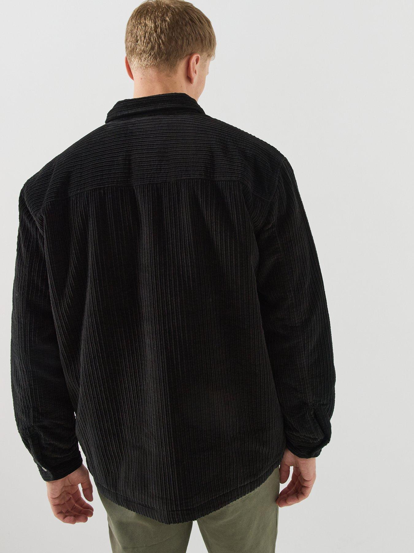 Image 2 of 6 of Lacoste Quilted Corduroy Snap-Button Overshirt - Black