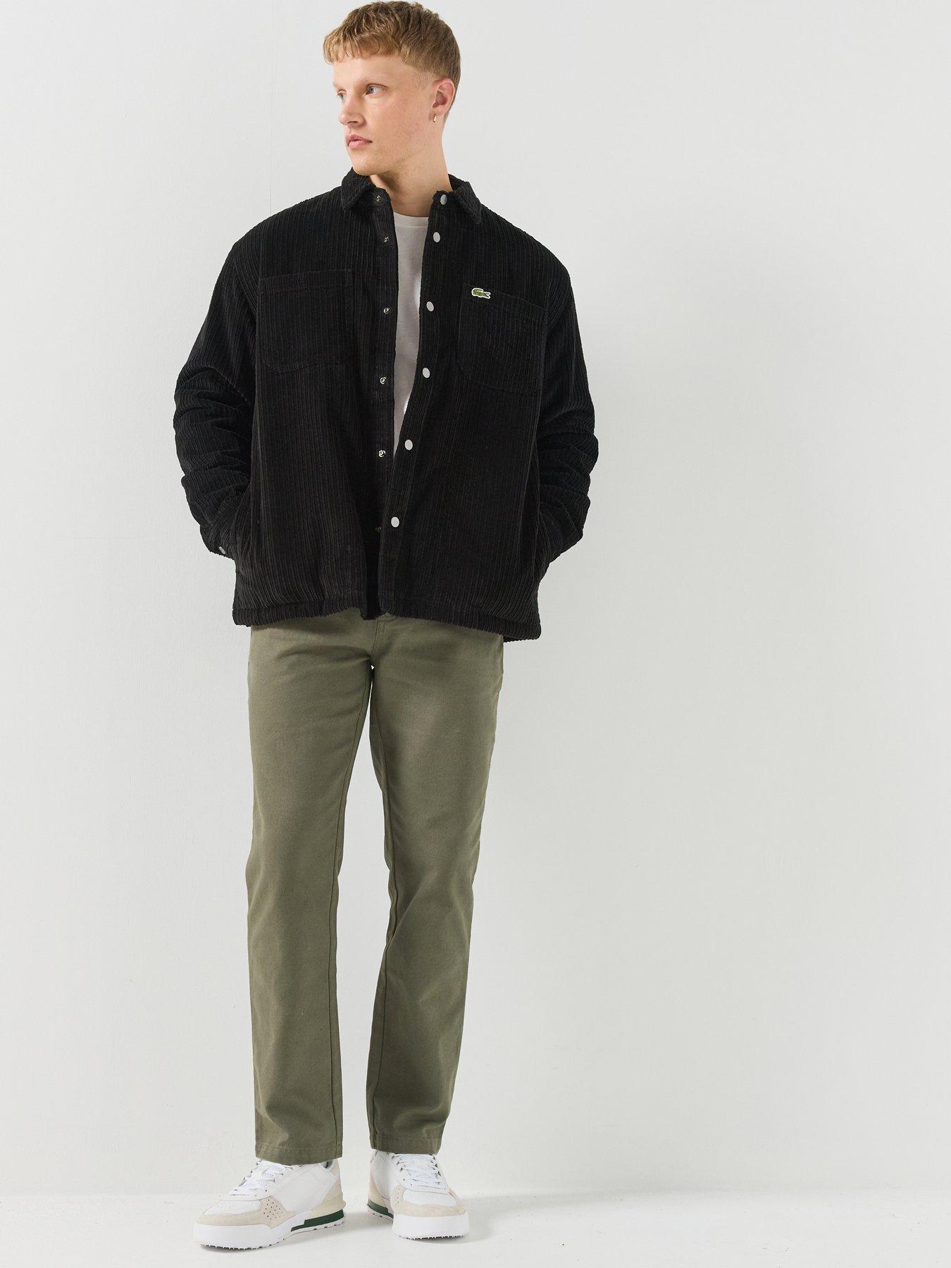Image 3 of 6 of Lacoste Quilted Corduroy Snap-Button Overshirt - Black