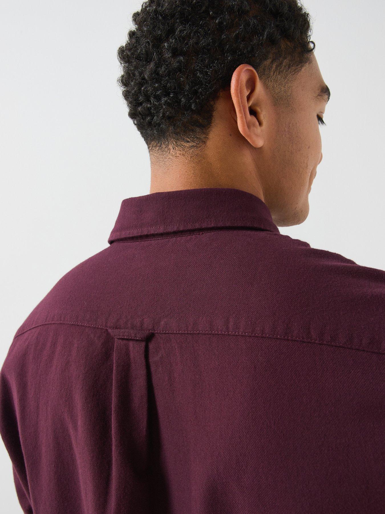 Image 6 of 6 of Lacoste Cotton Flannel Shirt - Dark Red