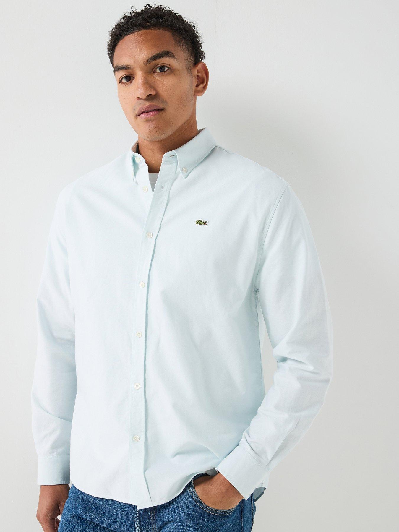 Image 1 of 6 of Lacoste Long Sleeve Oxford Shirt - Light Blue