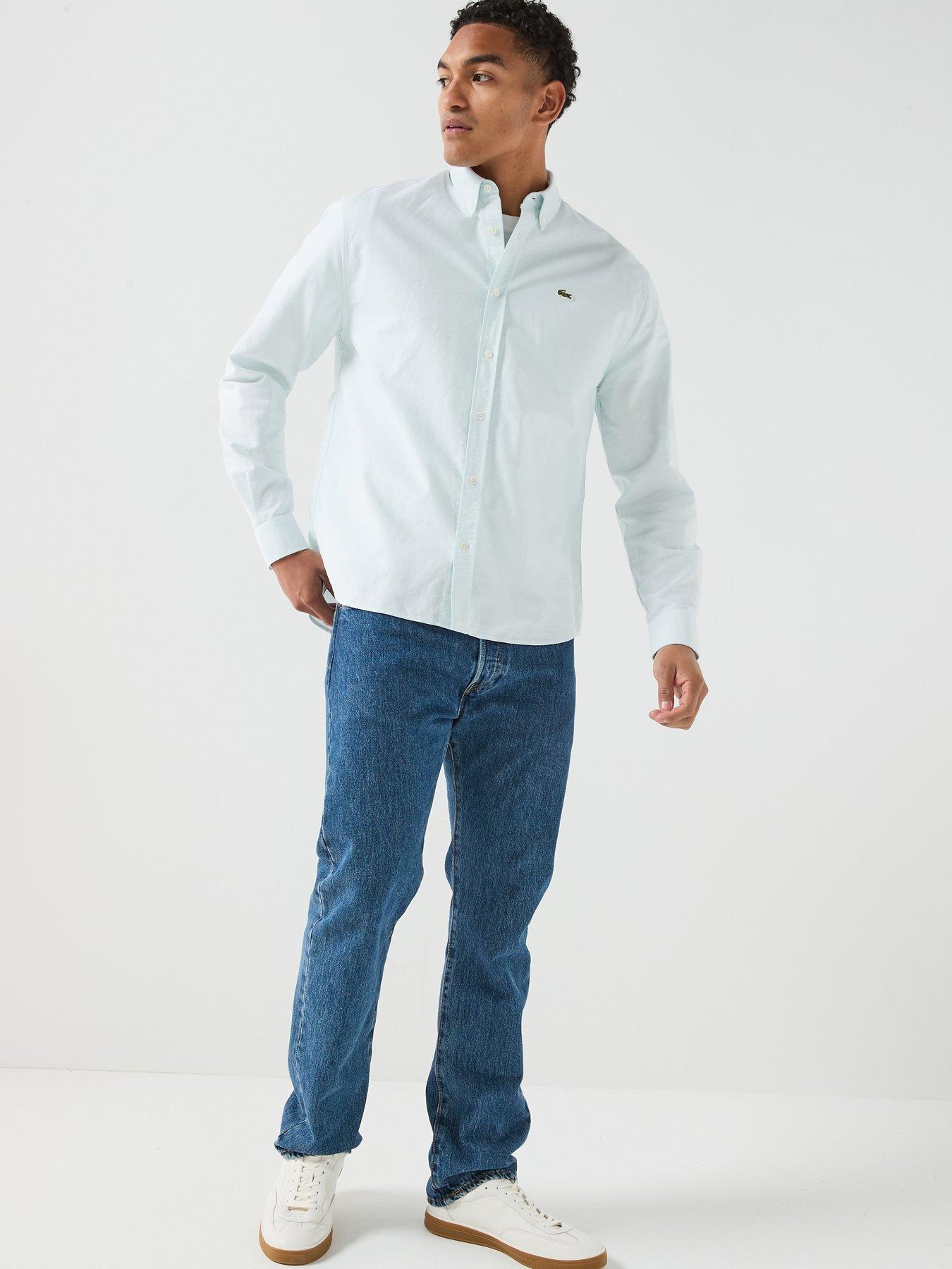 Image 3 of 6 of Lacoste Long Sleeve Oxford Shirt - Light Blue