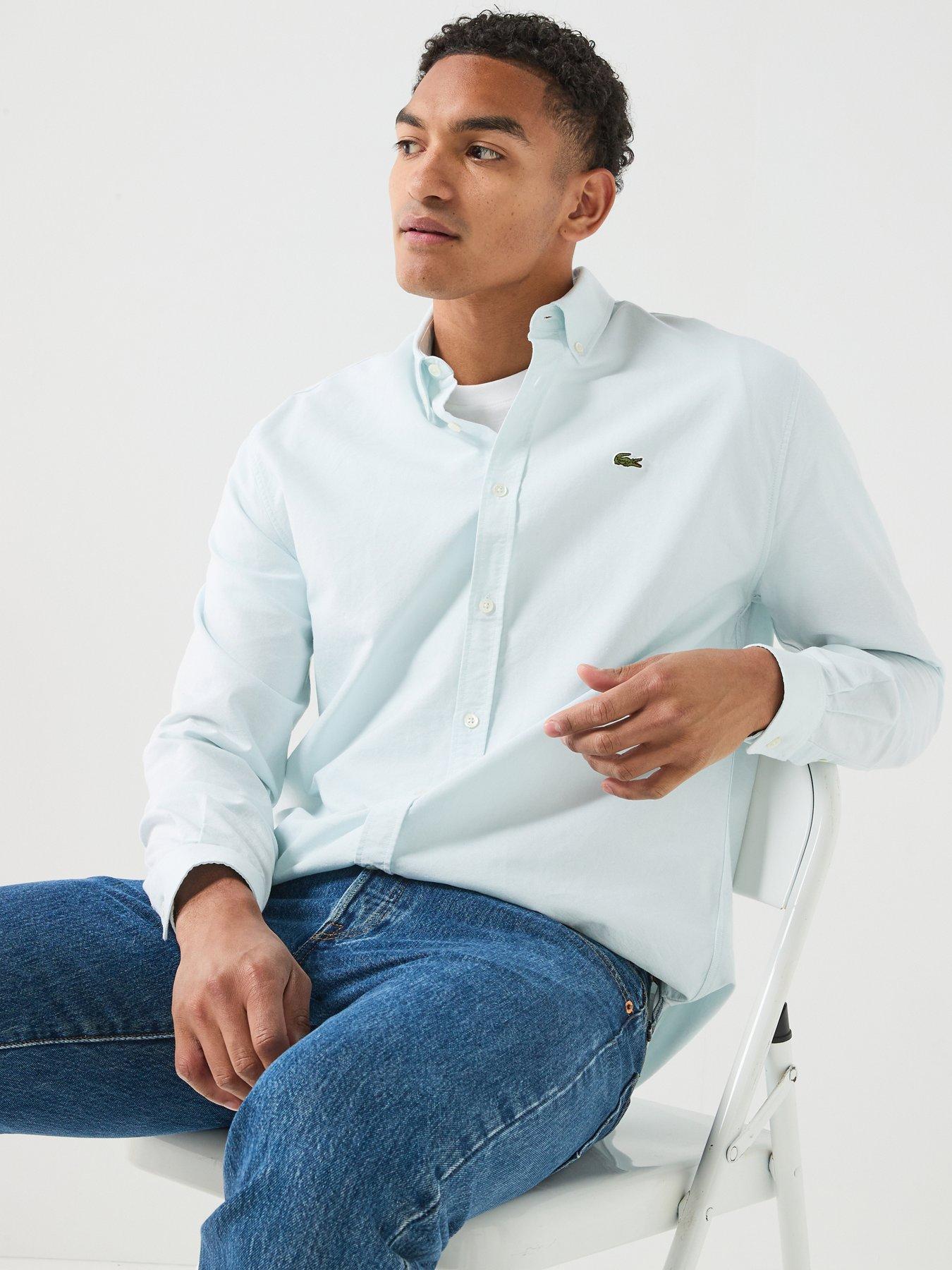 Image 4 of 6 of Lacoste Long Sleeve Oxford Shirt - Light Blue