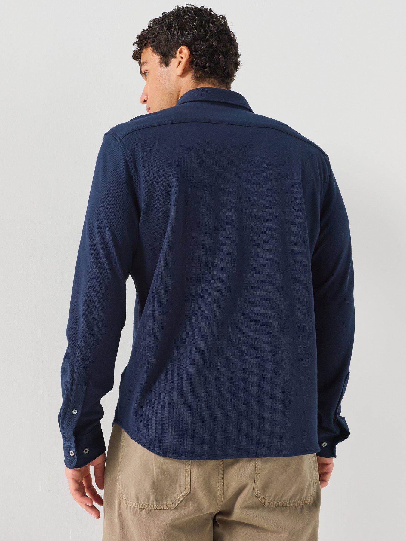 Image 2 of 5 of Lacoste Men's Slim Fit Long Sleeve Pique Shirt - Navy