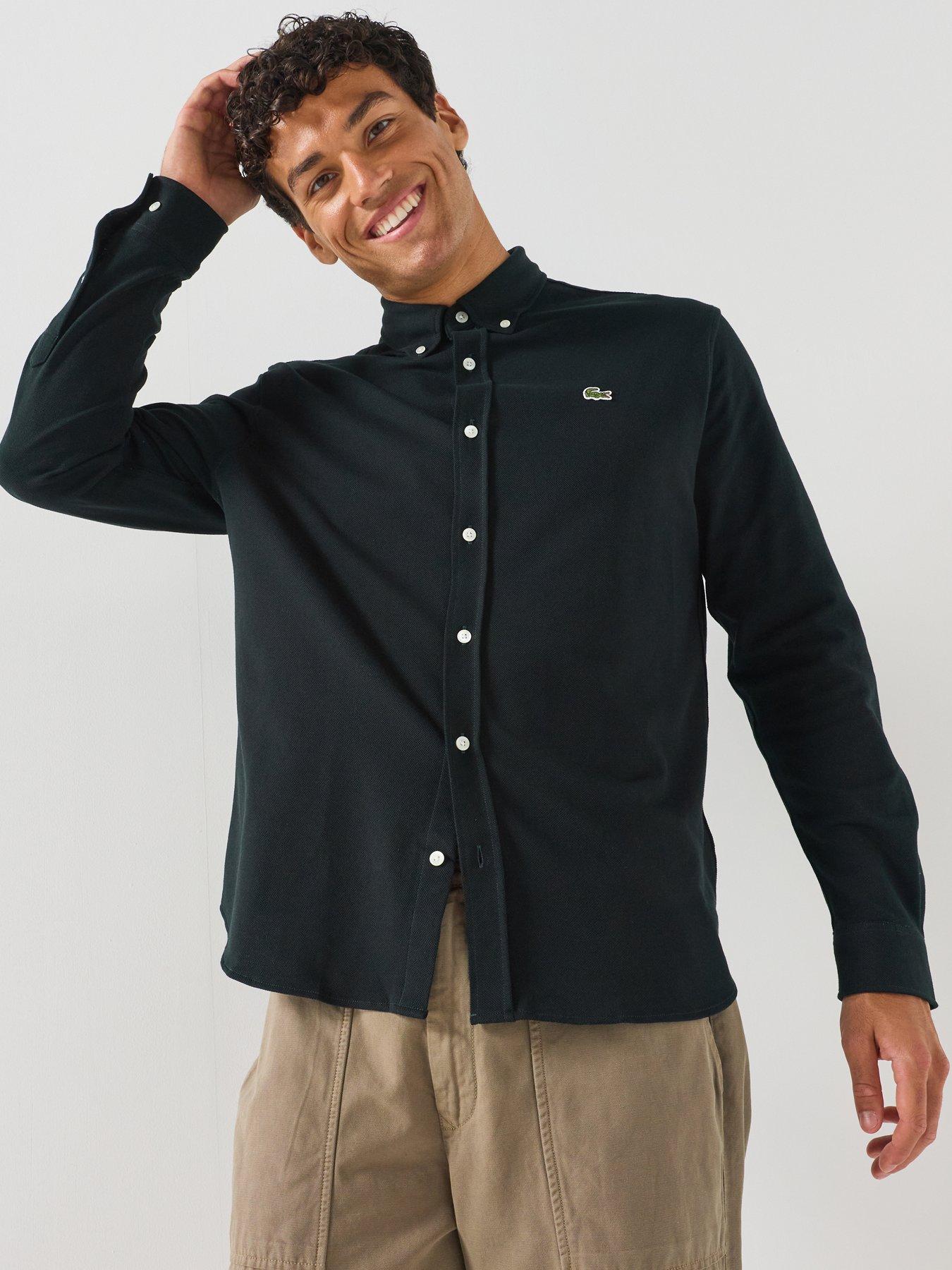Image 3 of 5 of Lacoste Slim Fit Long Sleeve Pique Shirt - Green