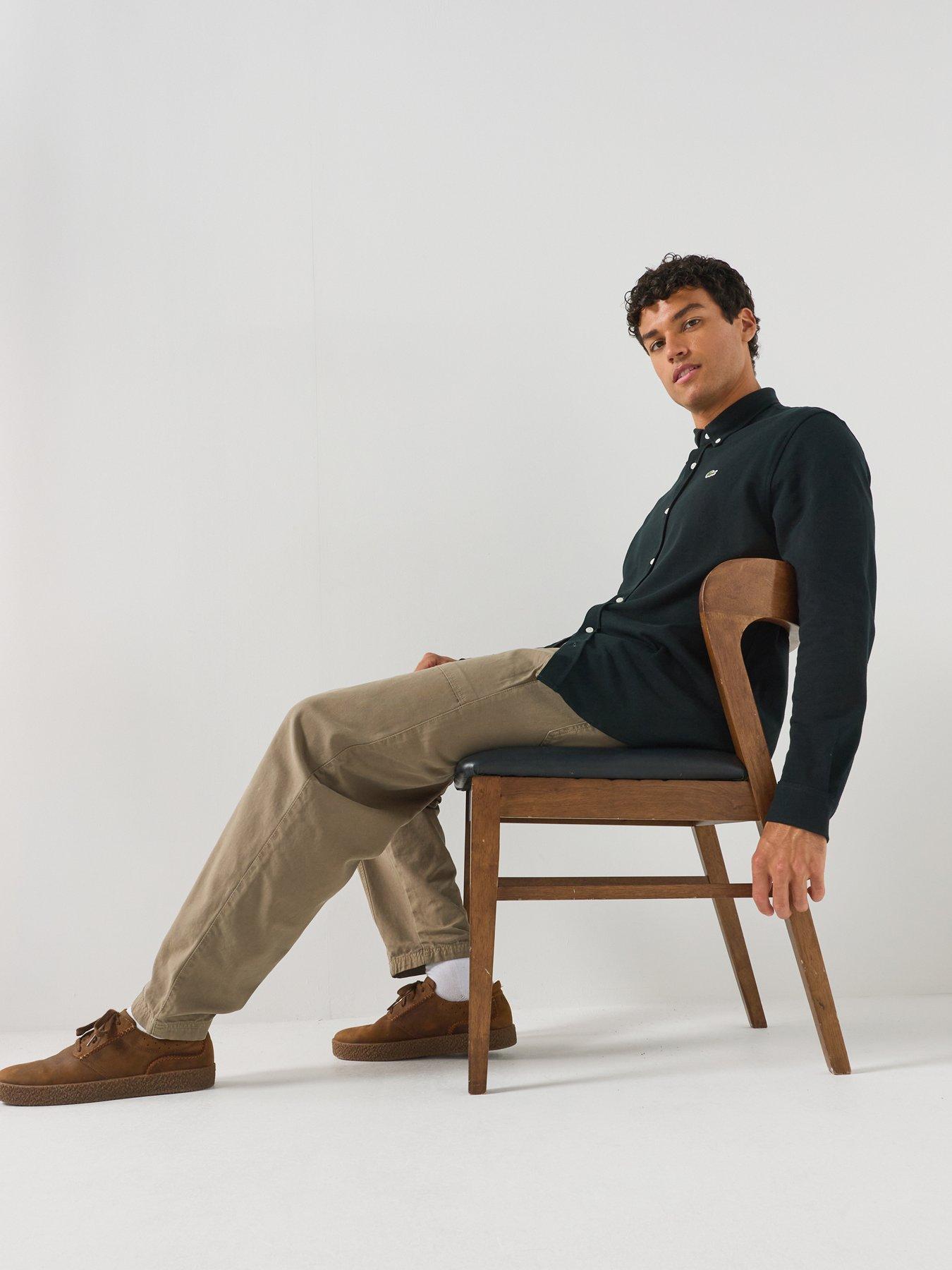 Image 4 of 5 of Lacoste Slim Fit Long Sleeve Pique Shirt - Green
