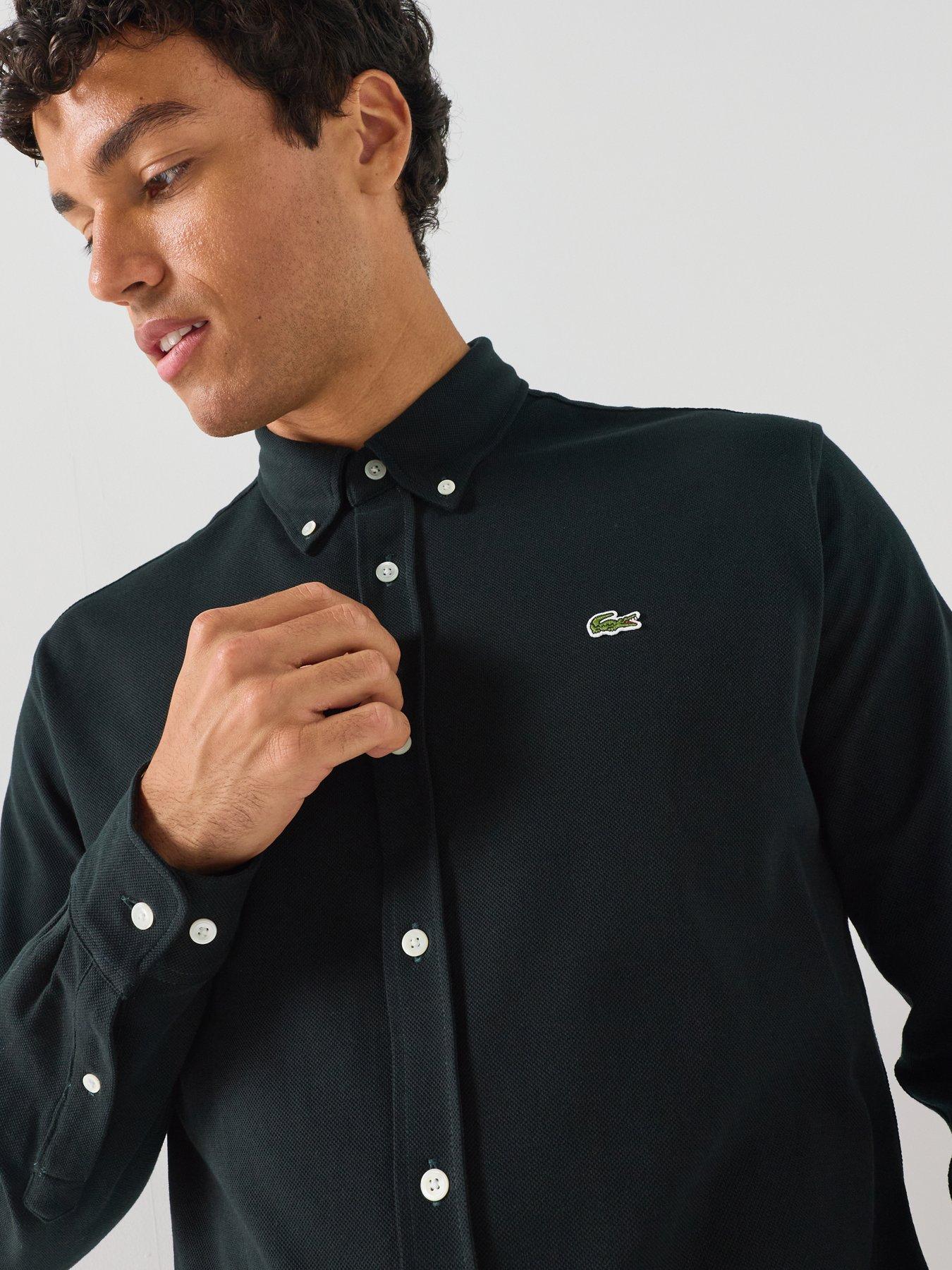 Image 5 of 5 of Lacoste Slim Fit Long Sleeve Pique Shirt - Green