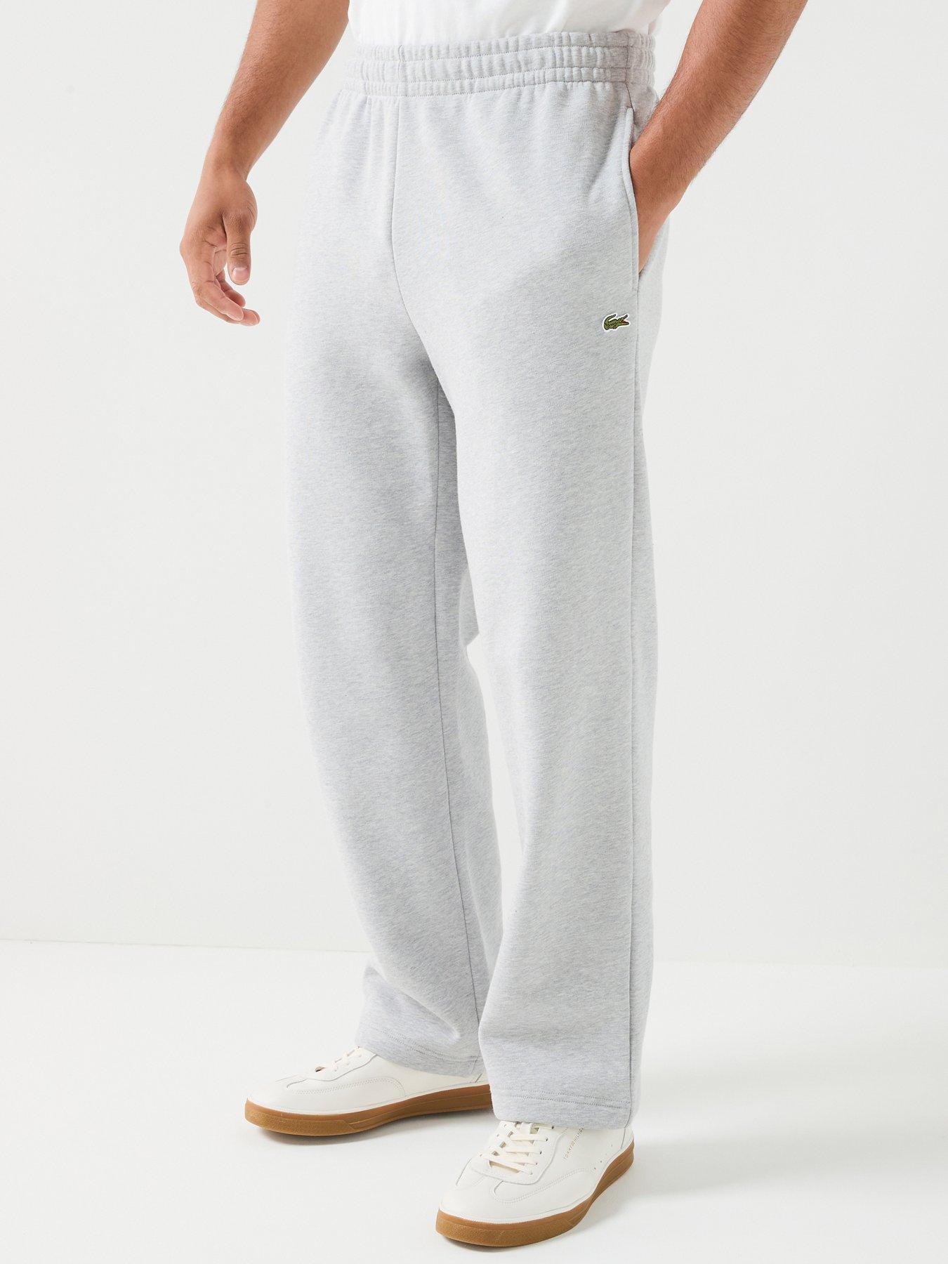 Image 1 of 6 of Lacoste Relaxed Fit Brushed Fleece Open Hem Joggers - Light Grey