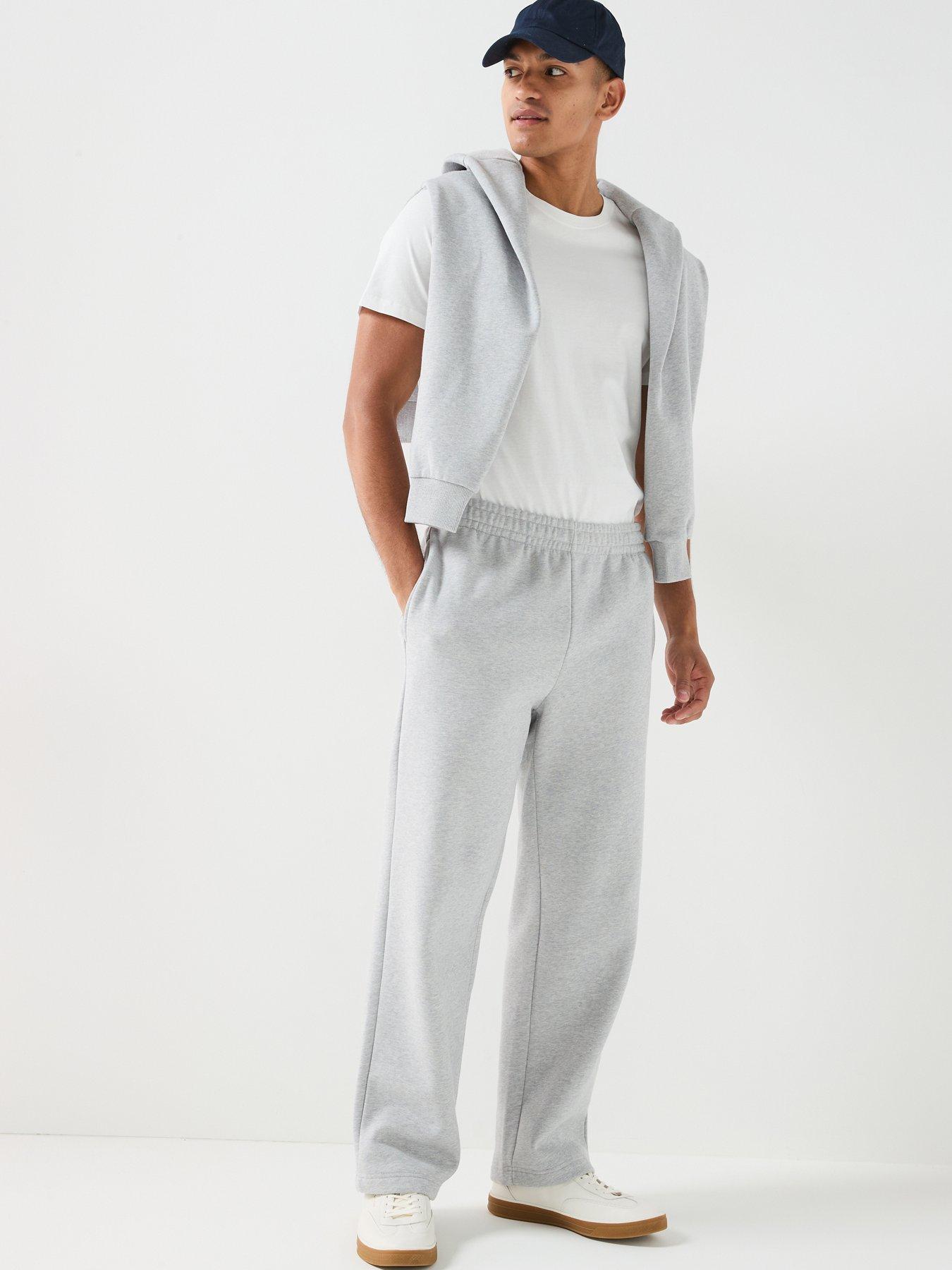 Image 3 of 6 of Lacoste Relaxed Fit Brushed Fleece Open Hem Joggers - Light Grey