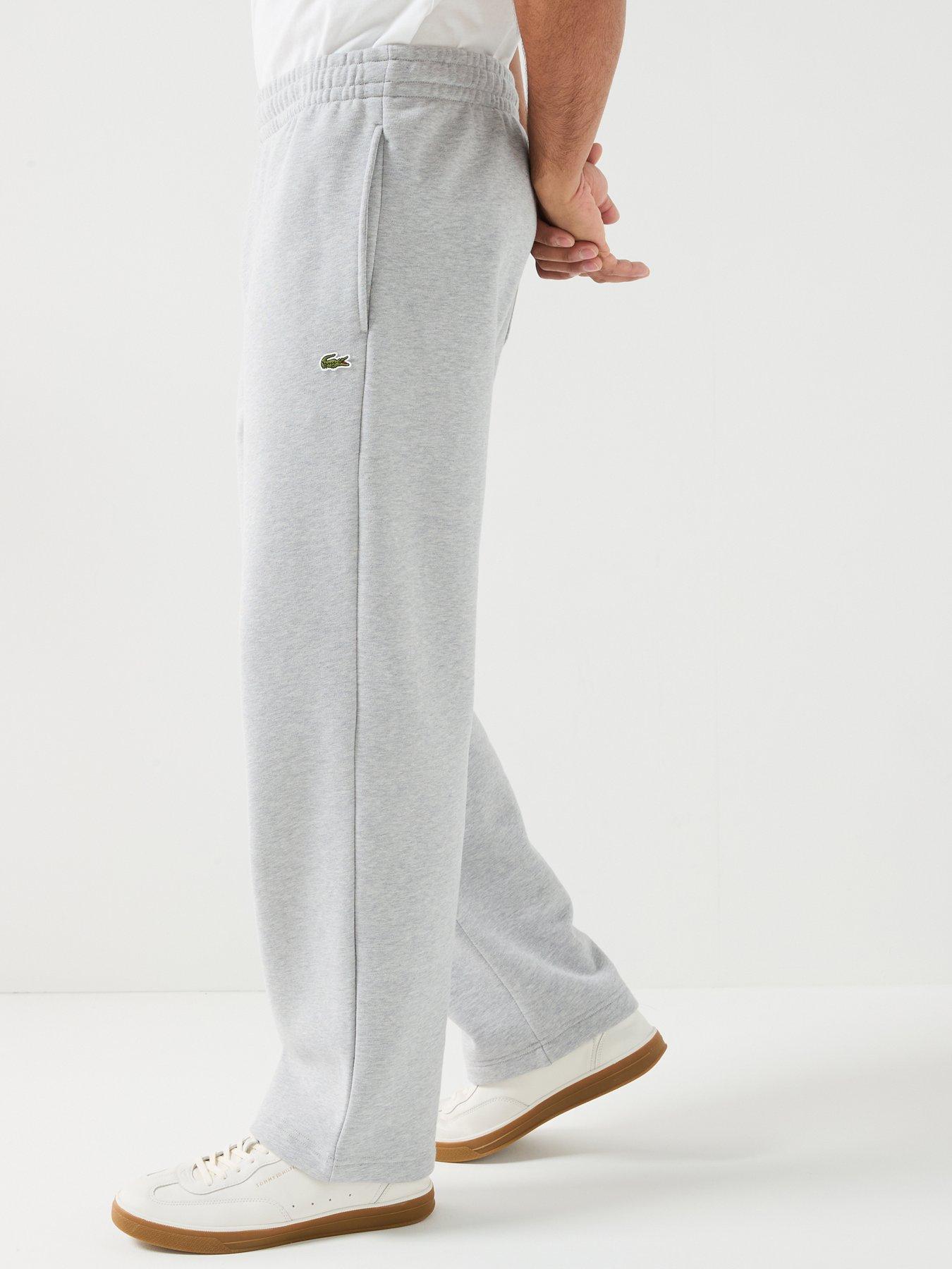 Image 6 of 6 of Lacoste Relaxed Fit Brushed Fleece Open Hem Joggers - Light Grey