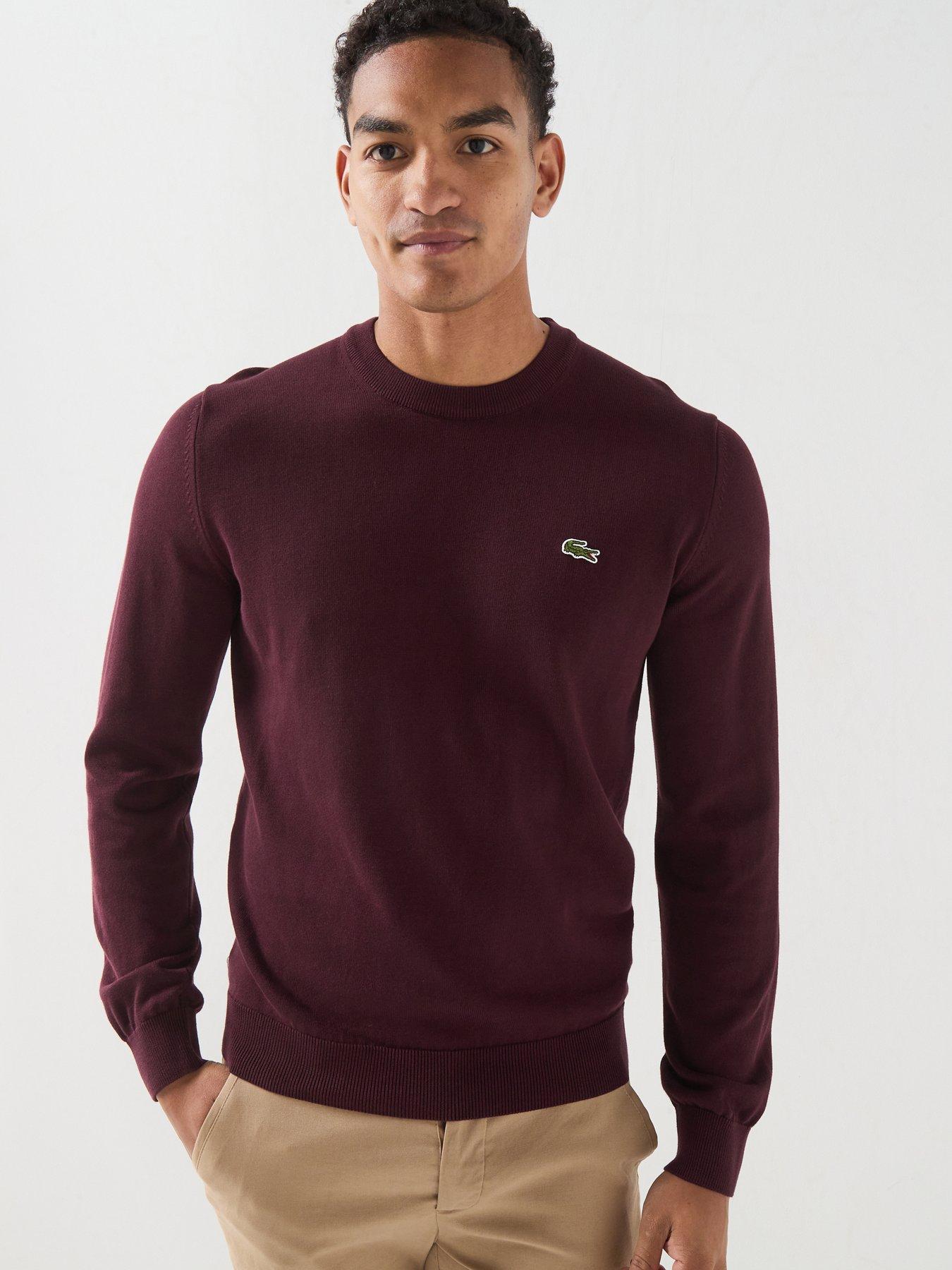 Image 1 of 4 of Lacoste Crew Neck Cotton Knitted Jumper - Dark Red