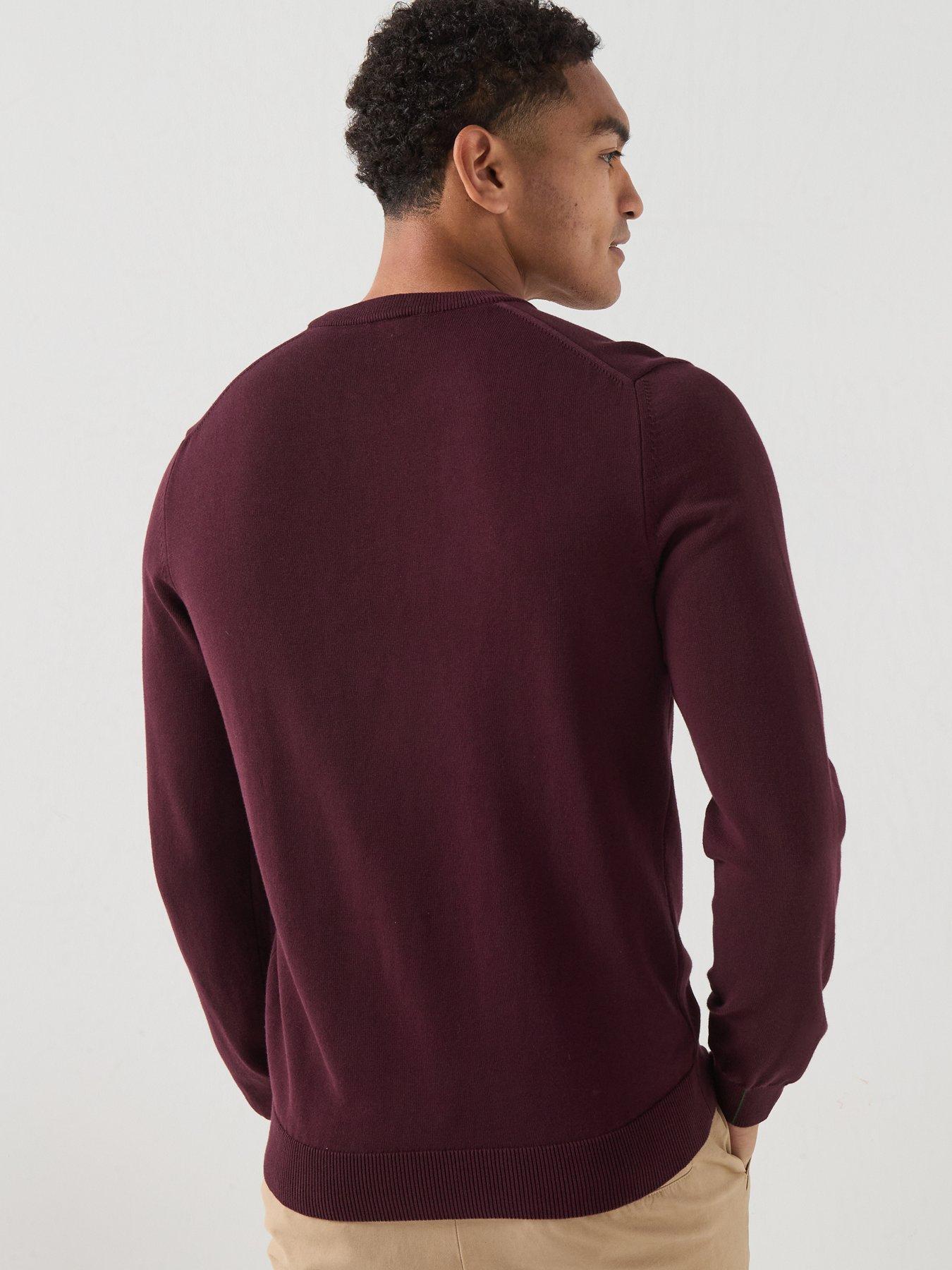 Image 2 of 4 of Lacoste Crew Neck Cotton Knitted Jumper - Dark Red