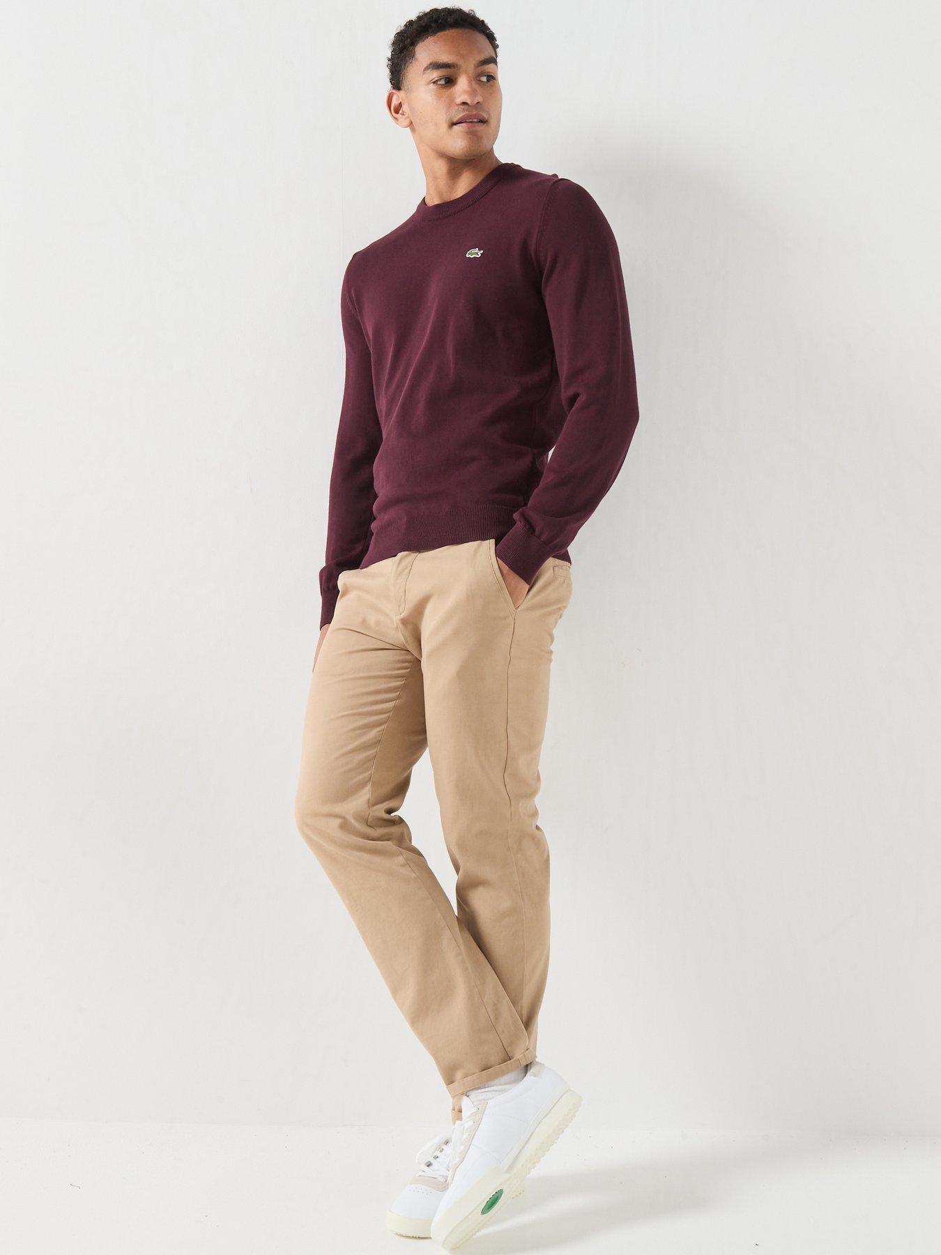 Image 3 of 4 of Lacoste Crew Neck Cotton Knitted Jumper - Dark Red