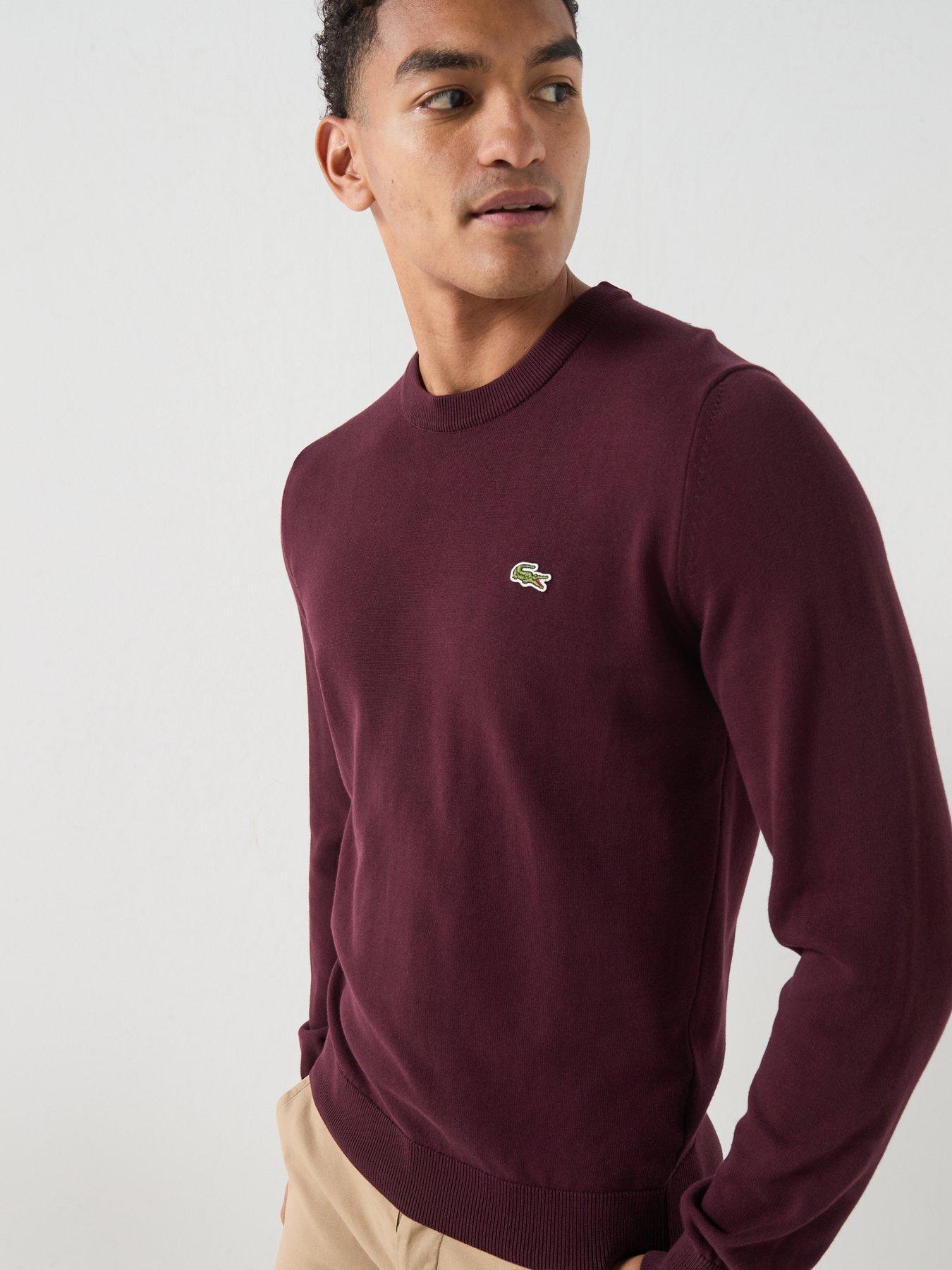 Image 4 of 4 of Lacoste Crew Neck Cotton Knitted Jumper - Dark Red