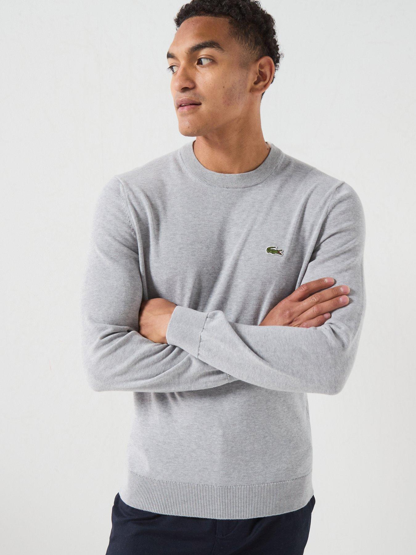 Image 1 of 4 of Lacoste Crew Neck Cotton Knitted Jumper - Grey