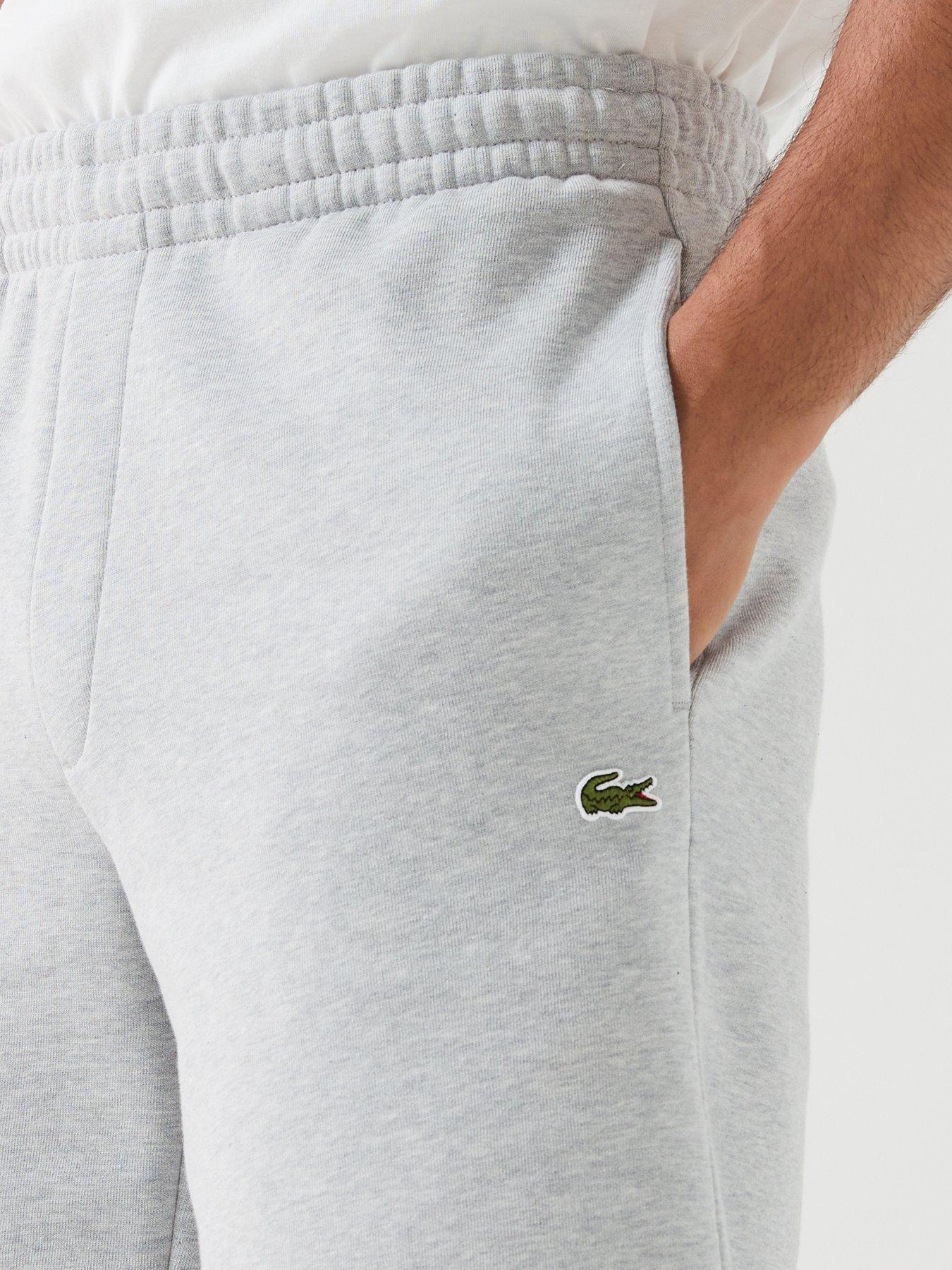 Image 4 of 6 of Lacoste Brushed Fleece Jersey Shorts - Light Grey