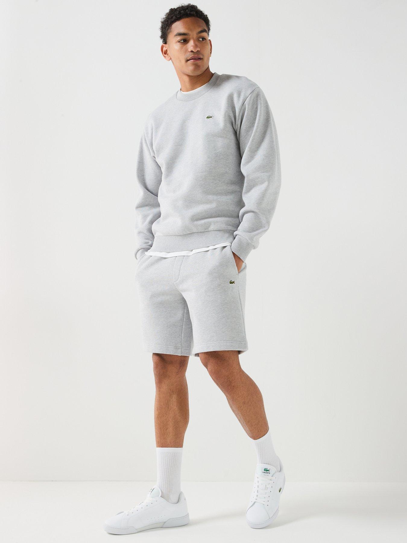 Image 5 of 6 of Lacoste Brushed Fleece Jersey Shorts - Light Grey