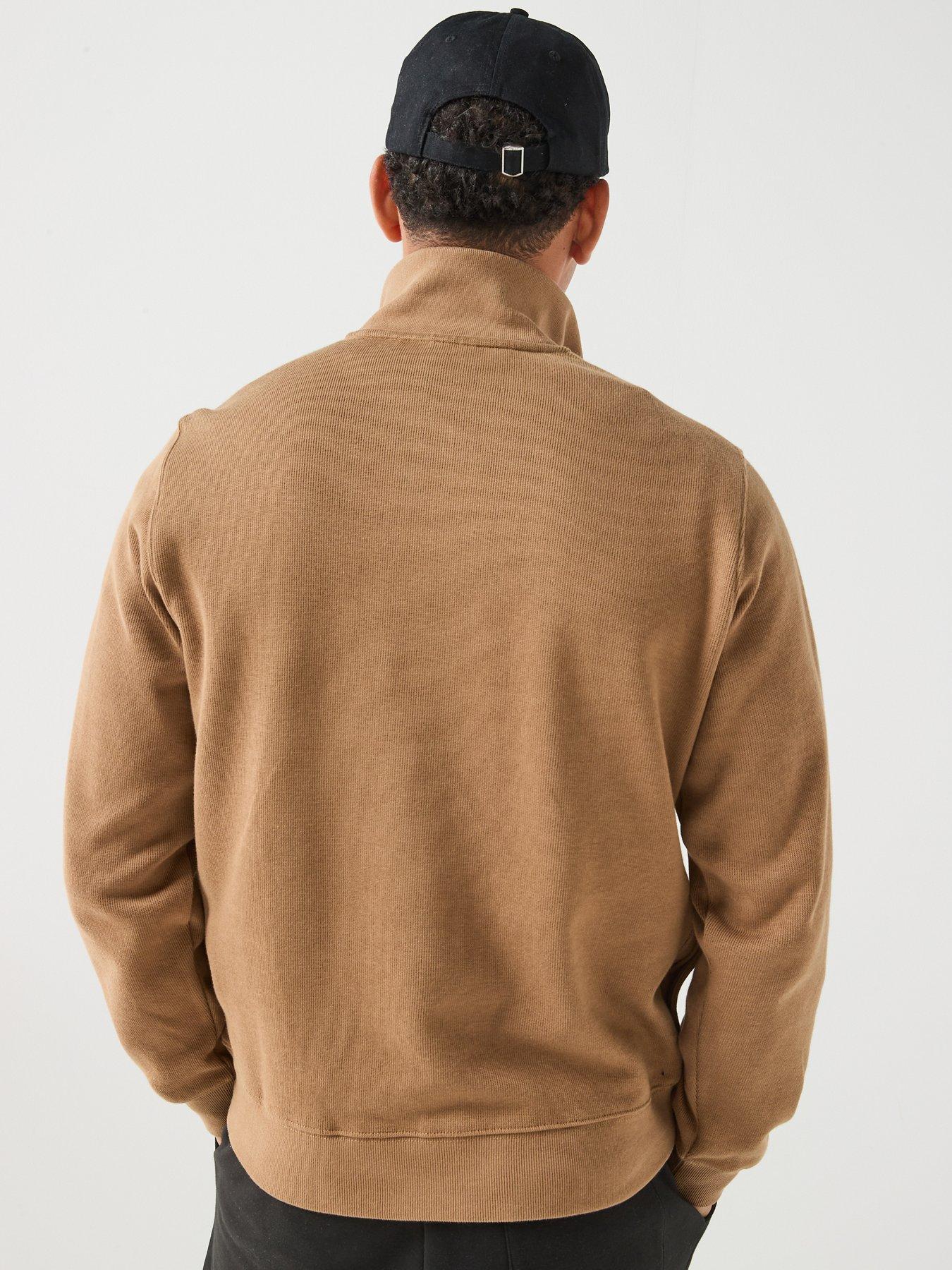 Image 2 of 6 of Lacoste Ribbed Interlock 1/4 Zip Sweat - Brown