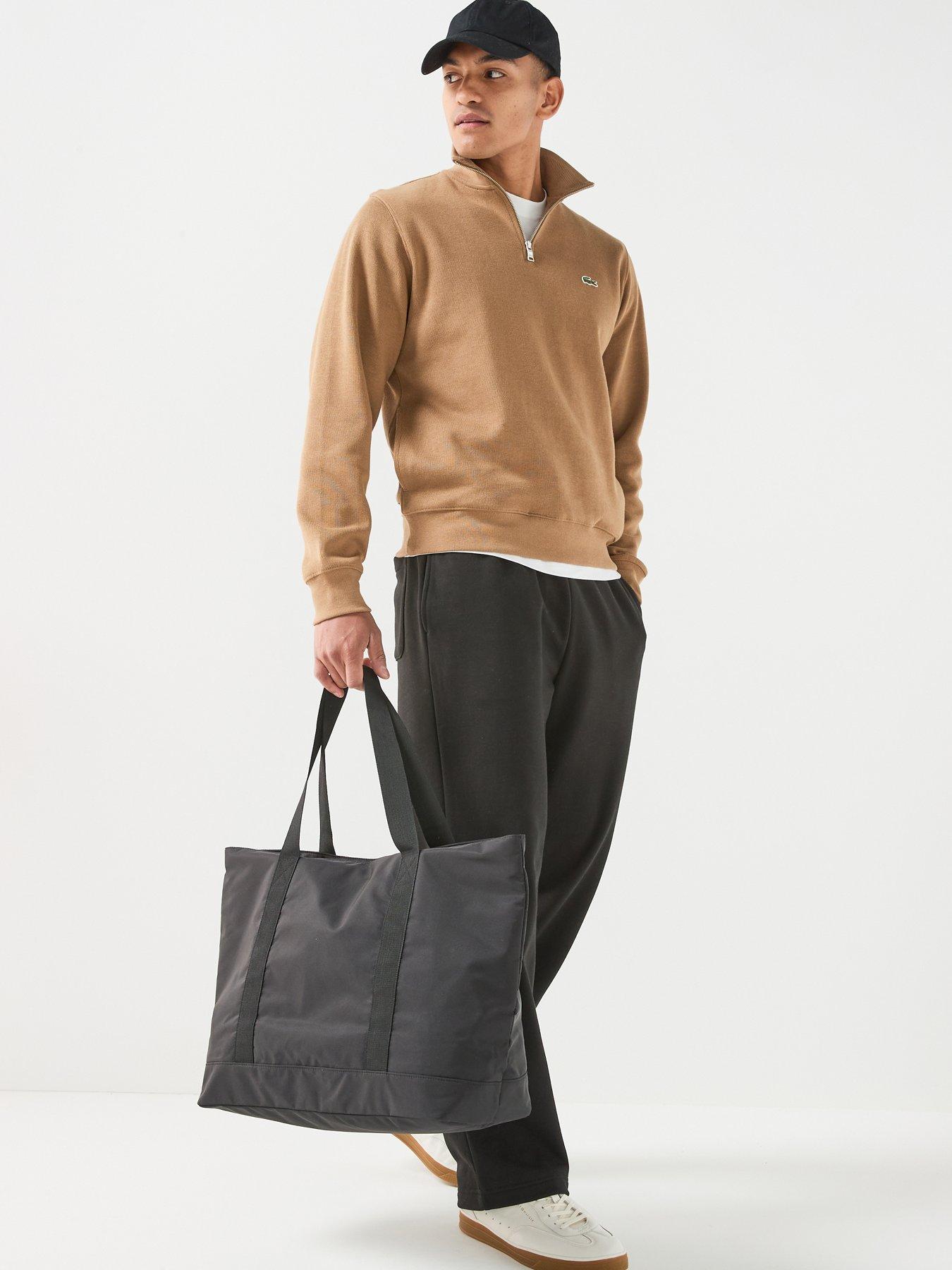 Image 3 of 6 of Lacoste Ribbed Interlock 1/4 Zip Sweat - Brown
