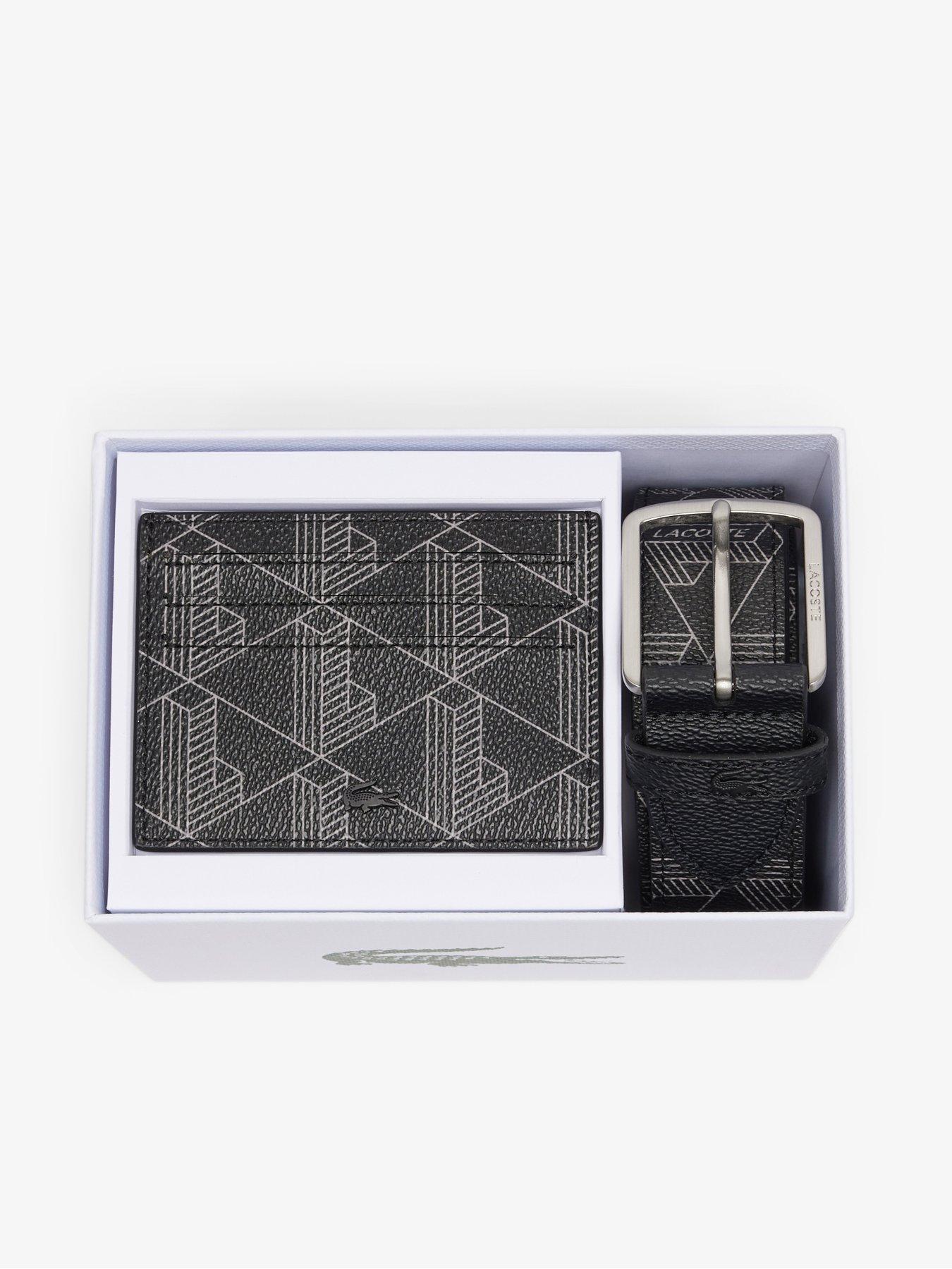 Image 6 of 6 of Lacoste Embossed Belt And Card Holder Gift Set - Black