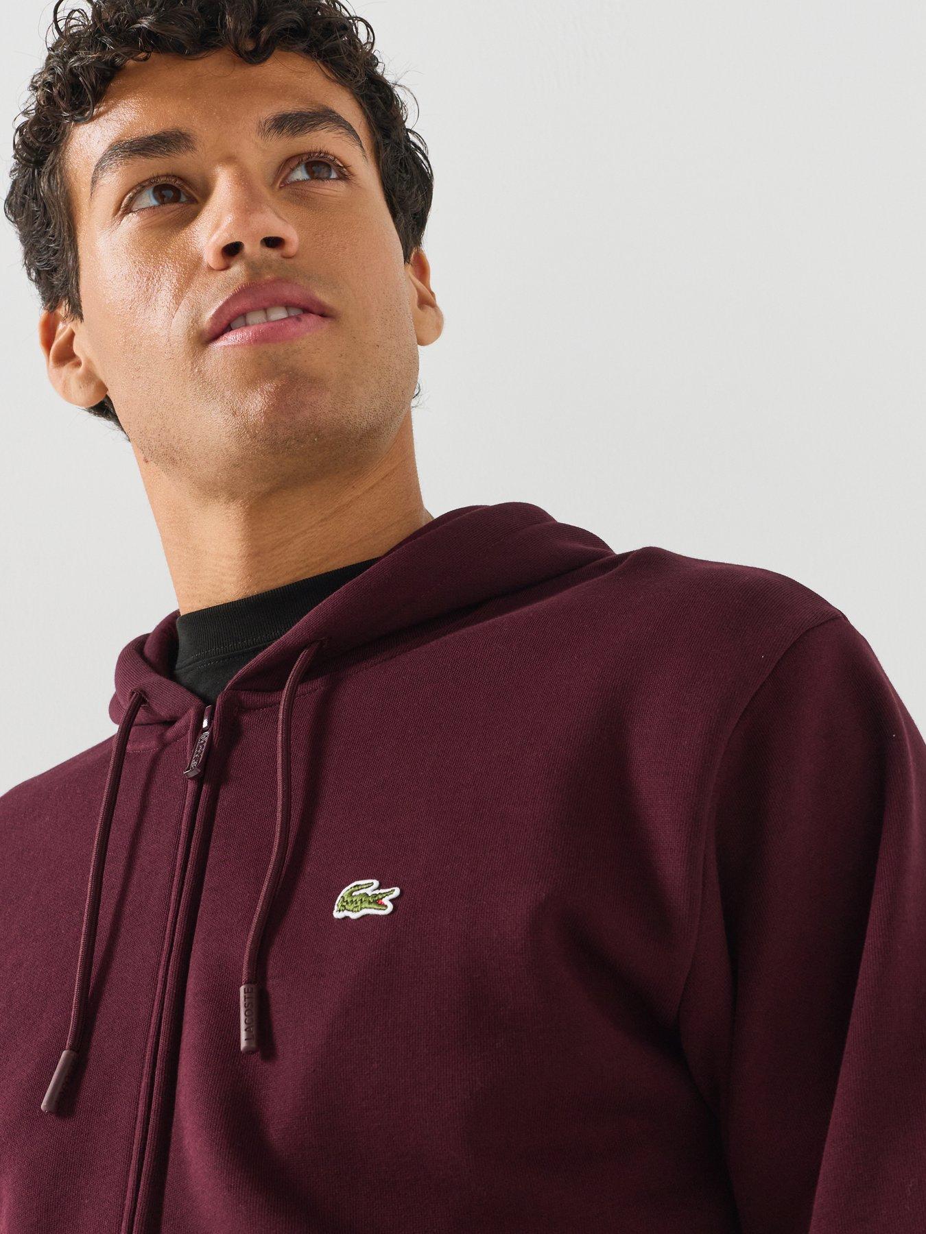Image 6 of 6 of Lacoste Brushed Fleece Jersey Full Zip Hoodie - Dark Red