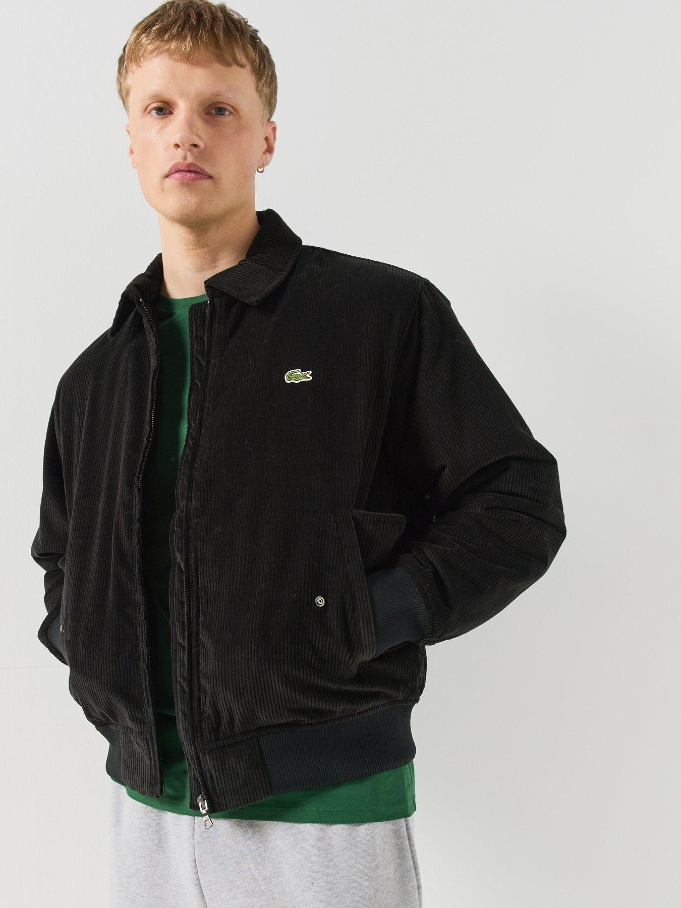 Image 1 of 6 of Lacoste Corduroy Funnel Neck Bomber Jacket - Black