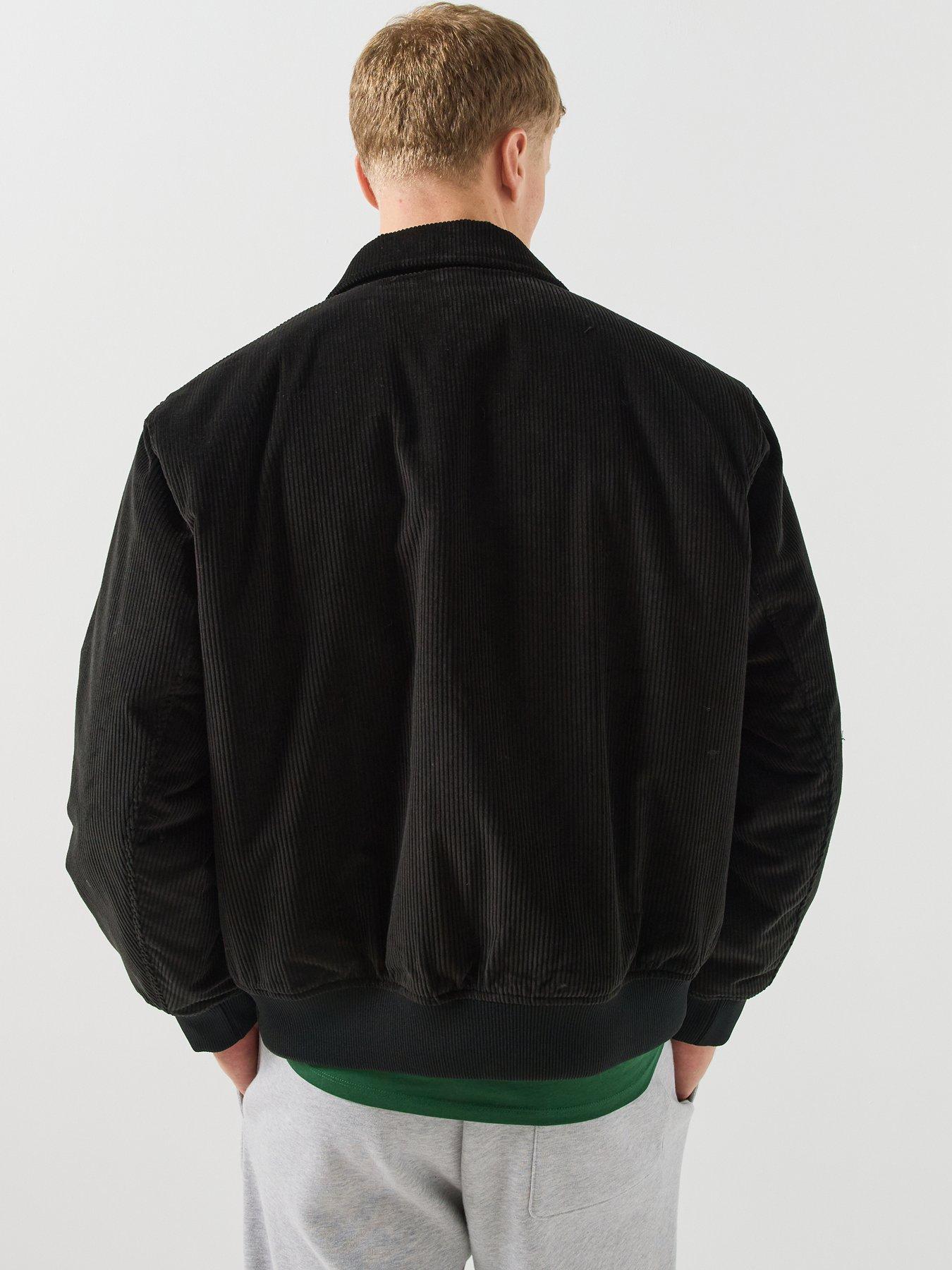 Image 2 of 6 of Lacoste Corduroy Funnel Neck Bomber Jacket - Black